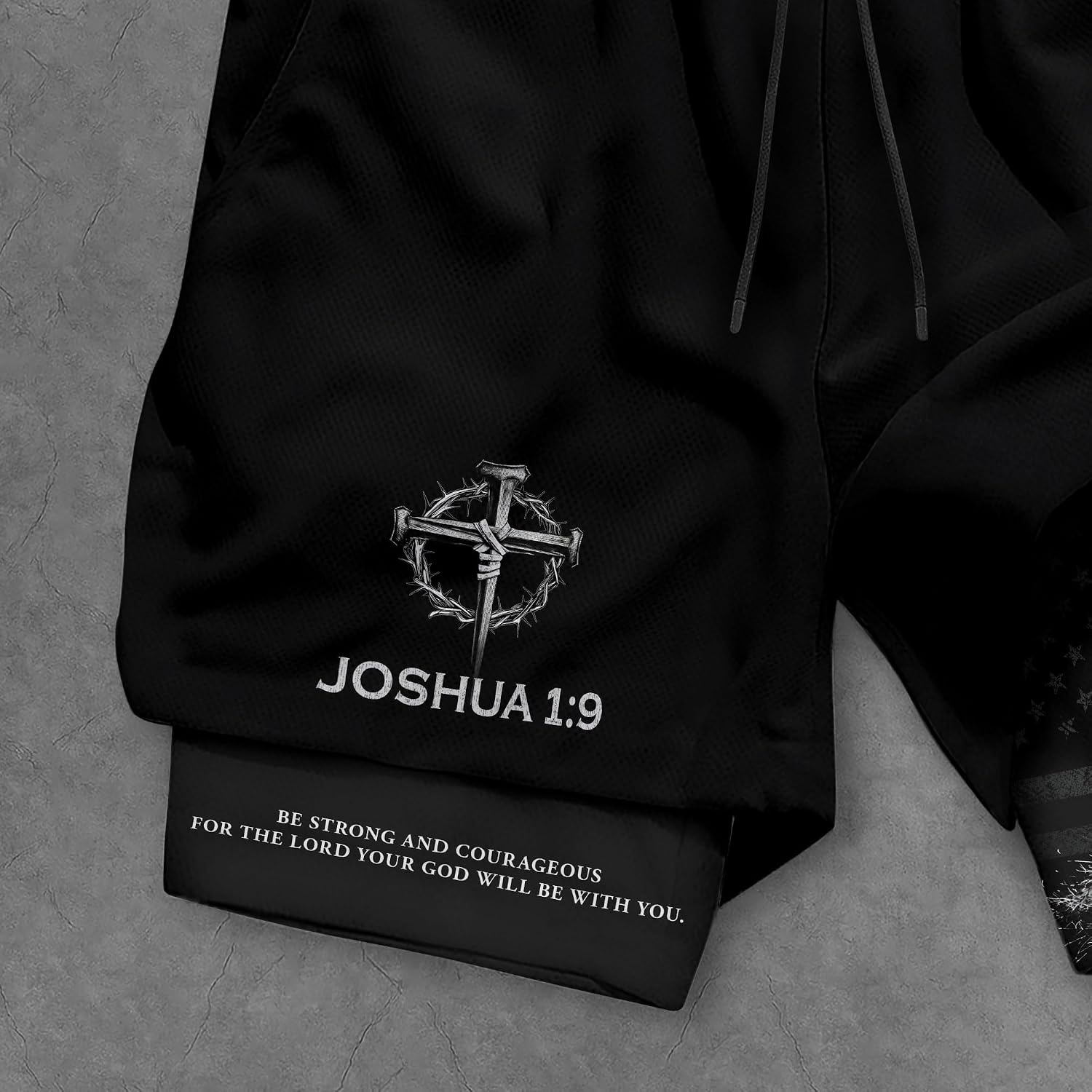 Joshua 1:9 Christian Shorts for Men, Mens Shorts with Liner, Mens Gym Clothes, Work Out Shorts Gym for Men