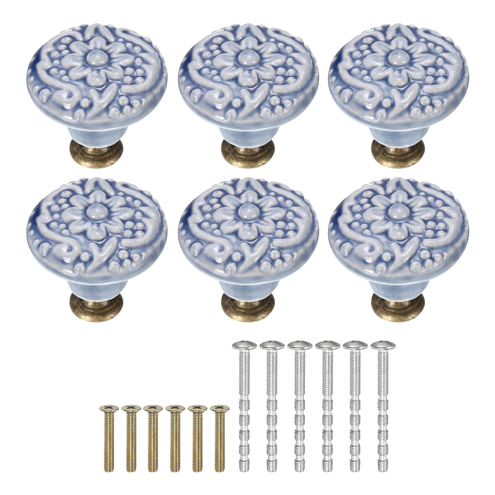 Boutons de placard en céramique gris avec vis incluses pour tiroir de commode et armoire 34 mm