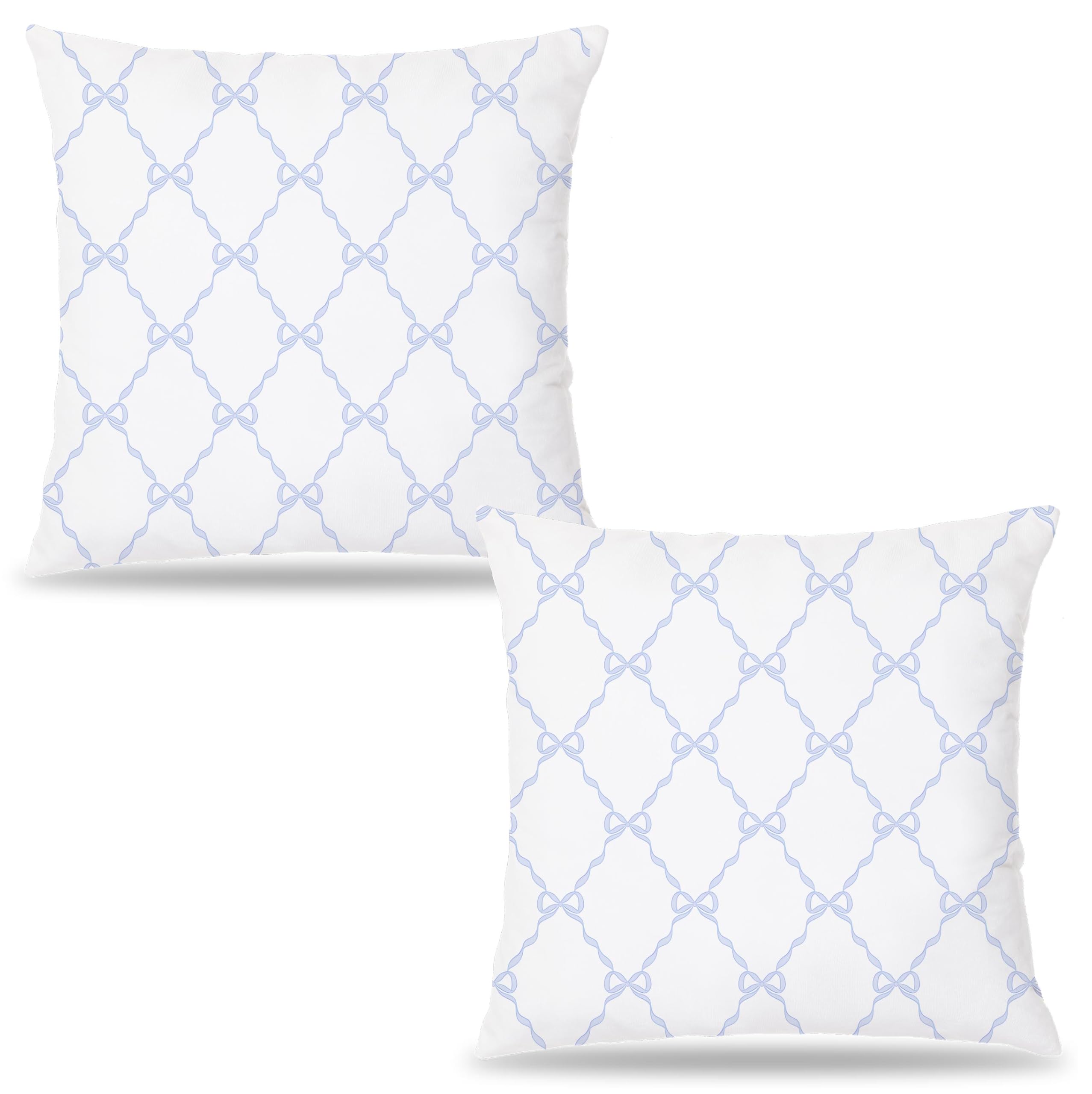 Pleonox Blue Coquette Bow Pillow Covers 18x18, Bow Room Decor， Coquette Room Decor, Girly Bedroom Decor, Coquette Stuff, Set of 2