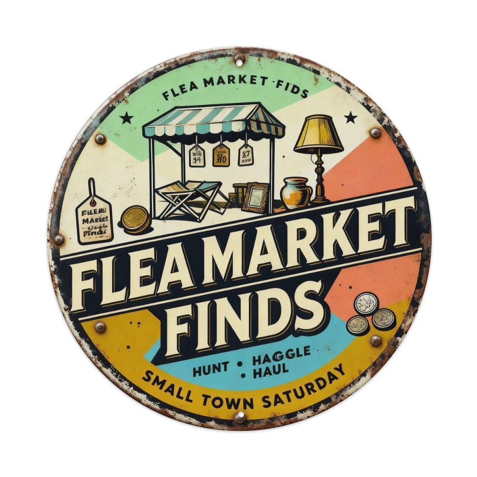 Flea Market Finds Sign Metal Tin Sign Plaque
