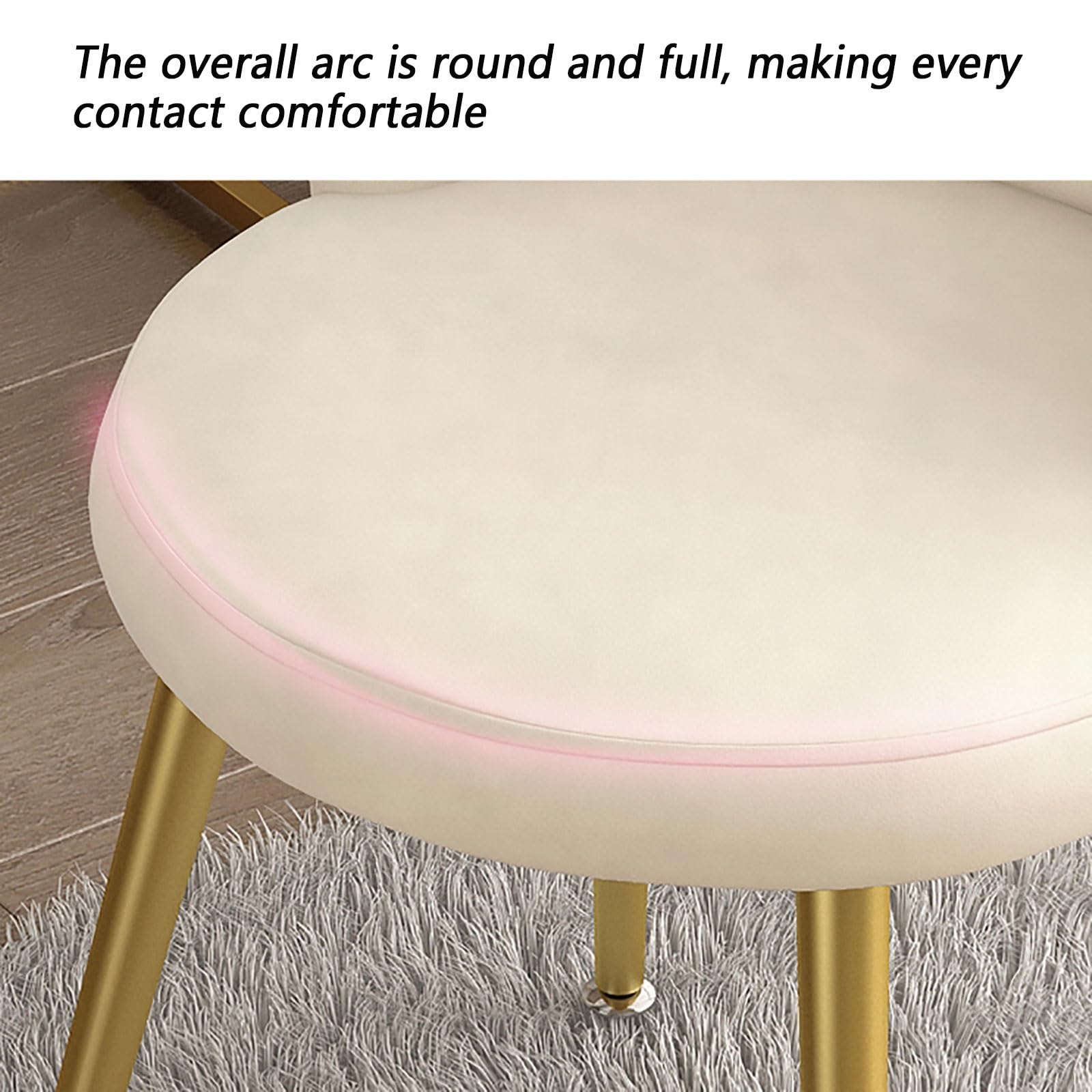 Ele Makeup Vani Stuhl mit Rückenlehne, Hocker für Schlafzimmer und Wohnzimmer, d-Beine, Seeblau, für Beau Rooms & Make-up