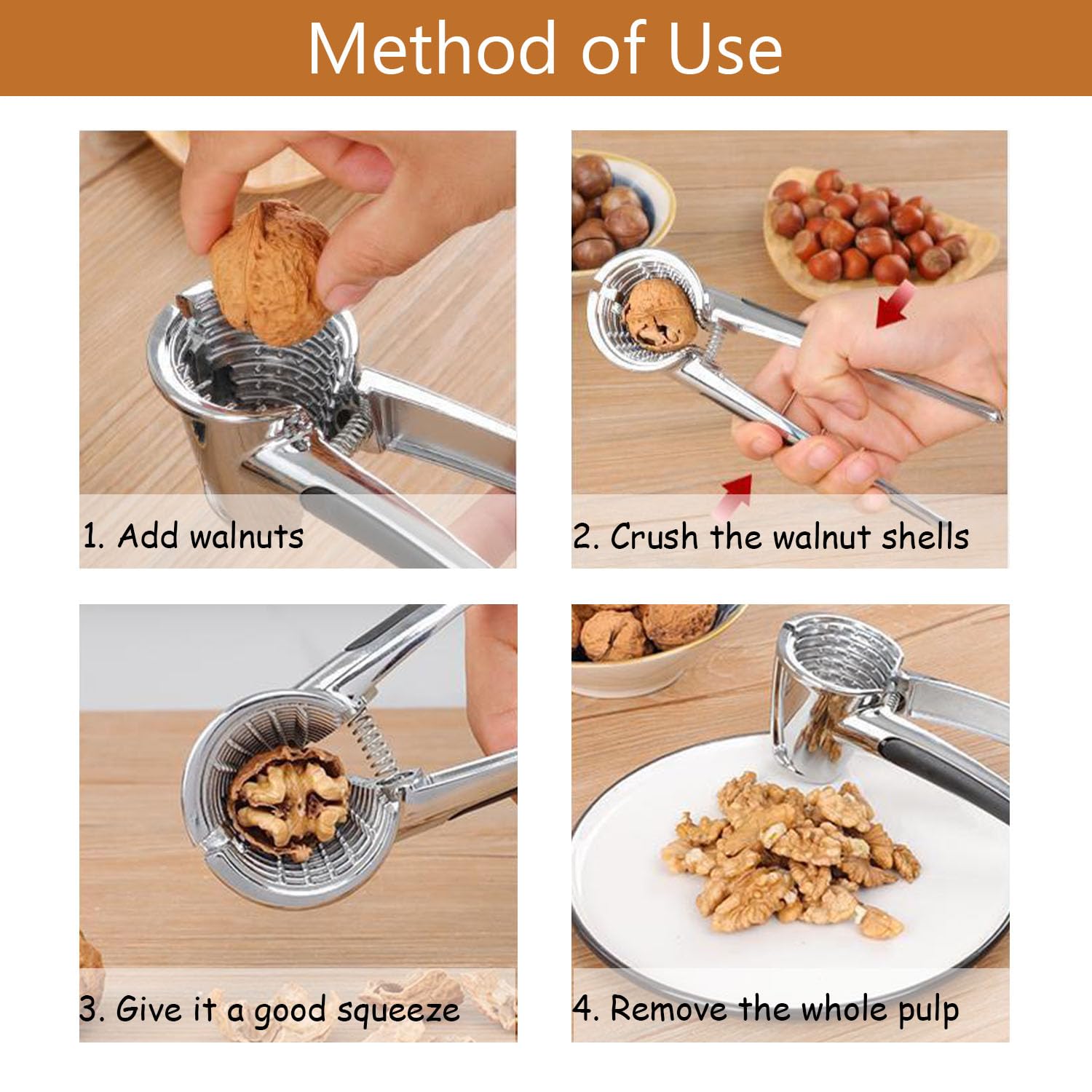 Noce Pinze, Schiaccia Noci, Pecan Cracker Pinze, Schiaccianoci Acciaio Inox, Schiaccianoci Multifunzionale, Antiscivolo Schiaccianoci, Con Maniglia Antiscivolo, per Noce, Pistacchi, Mandorle, Pecan