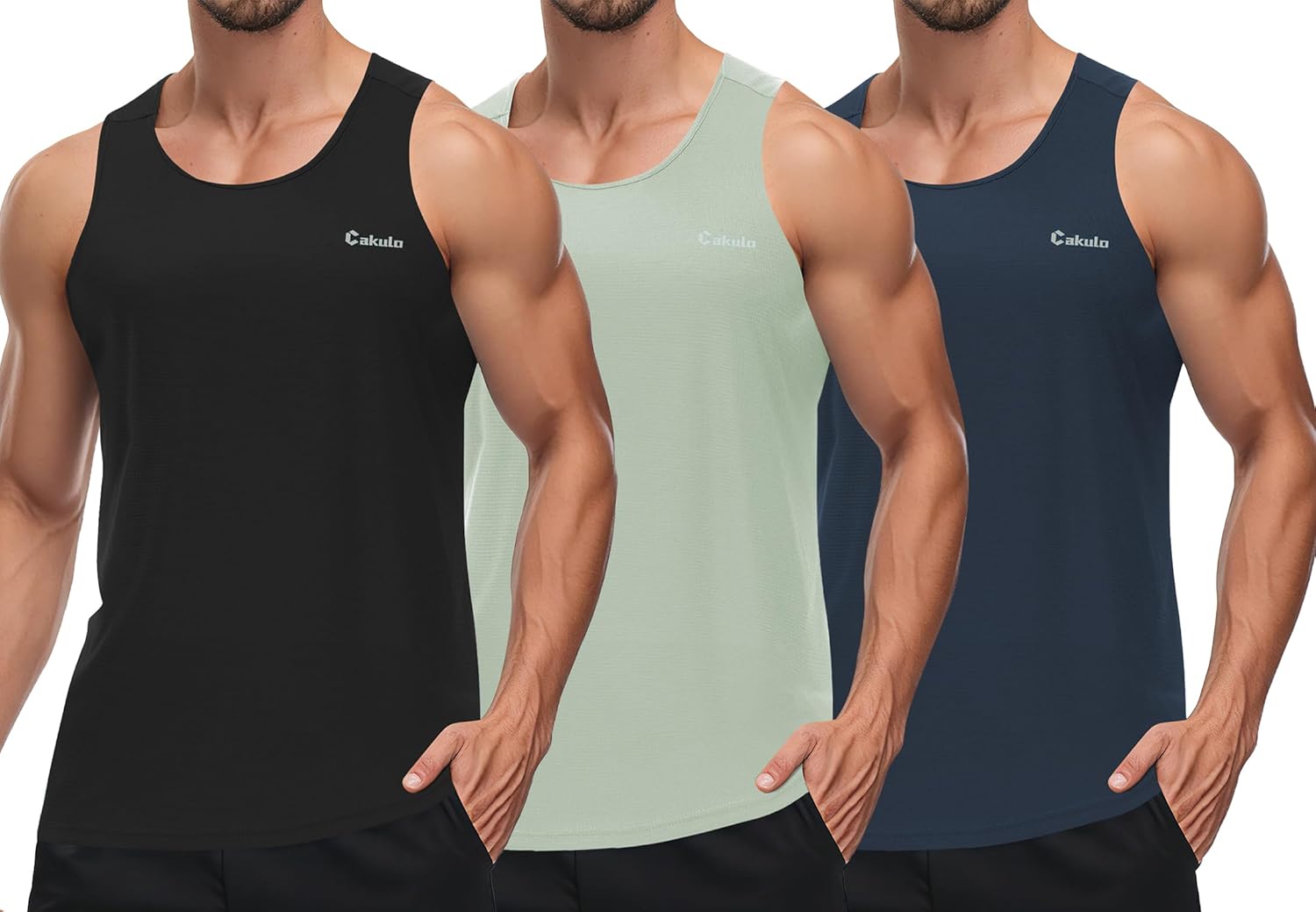 Cakulo Mens Tank Tops Big and Tall Swim Shirts Running Quick Dry Workout Sleeveless Summer Beach Muscle Athletic Top