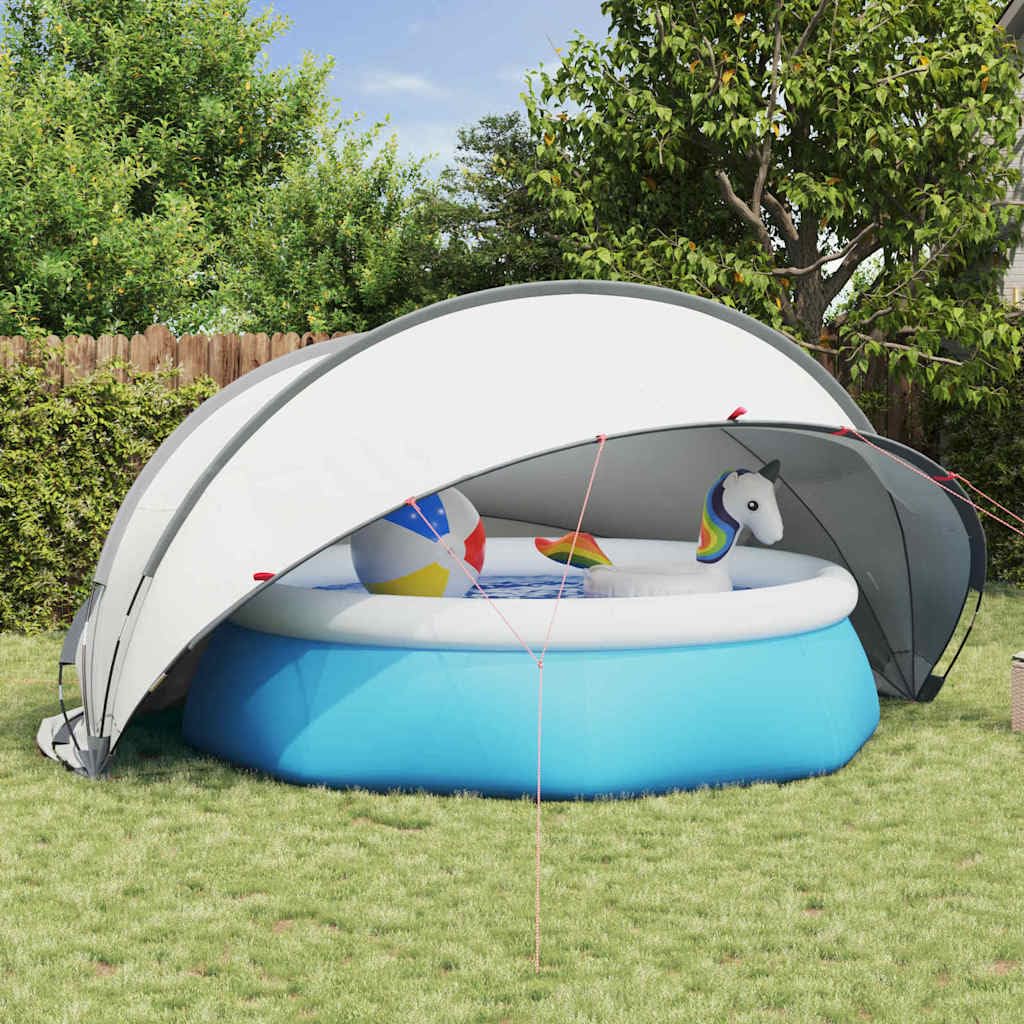 vidaXL Dôme de Piscine Gris et Orange 472 x 460 x 229 cm, Jardin et terrasse, dôme Moderne extérieur, auvent Anti-UV, Couverture de Piscine Pliable, Protection pour l'été