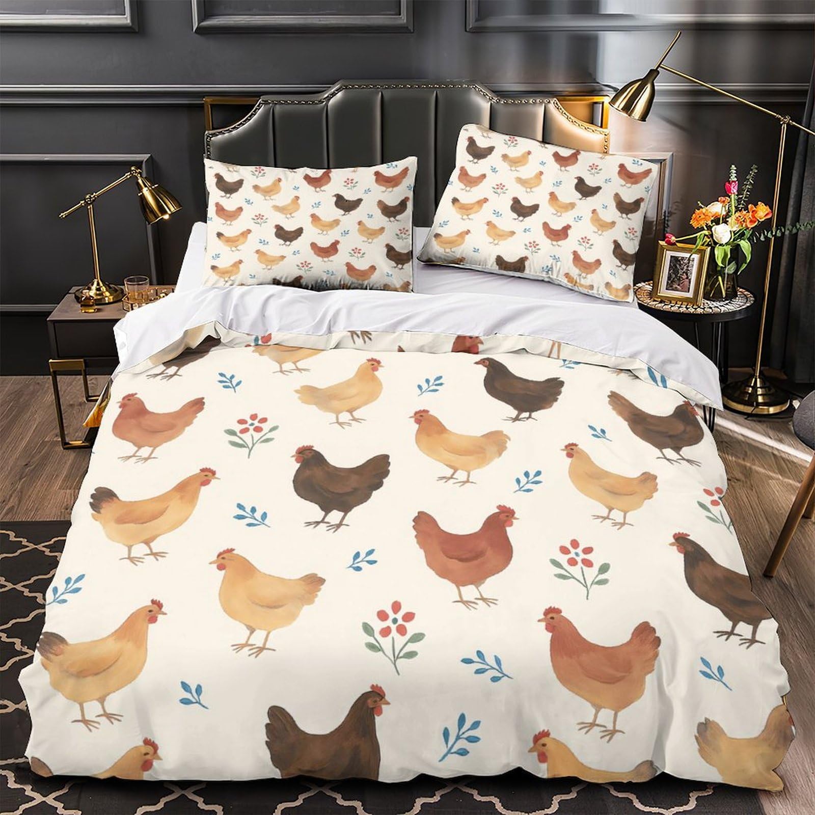 Housse de couette poulet respirante et ultra douce avec fermeture éclair