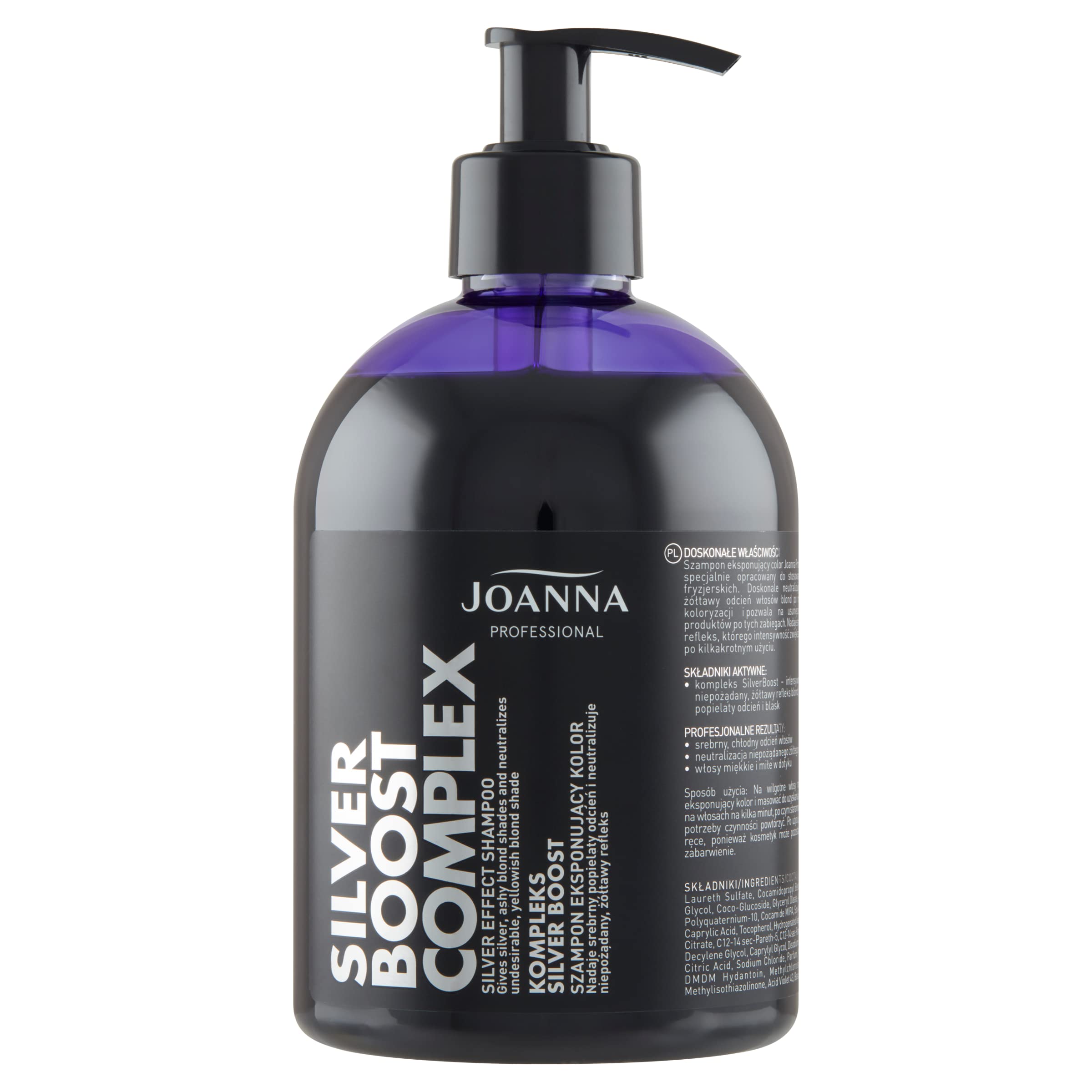 Professional Joanna Silver Boost Shampoo – Intensifiant la couleur de cheveux colorés – Neutralisation des tons jaunes –