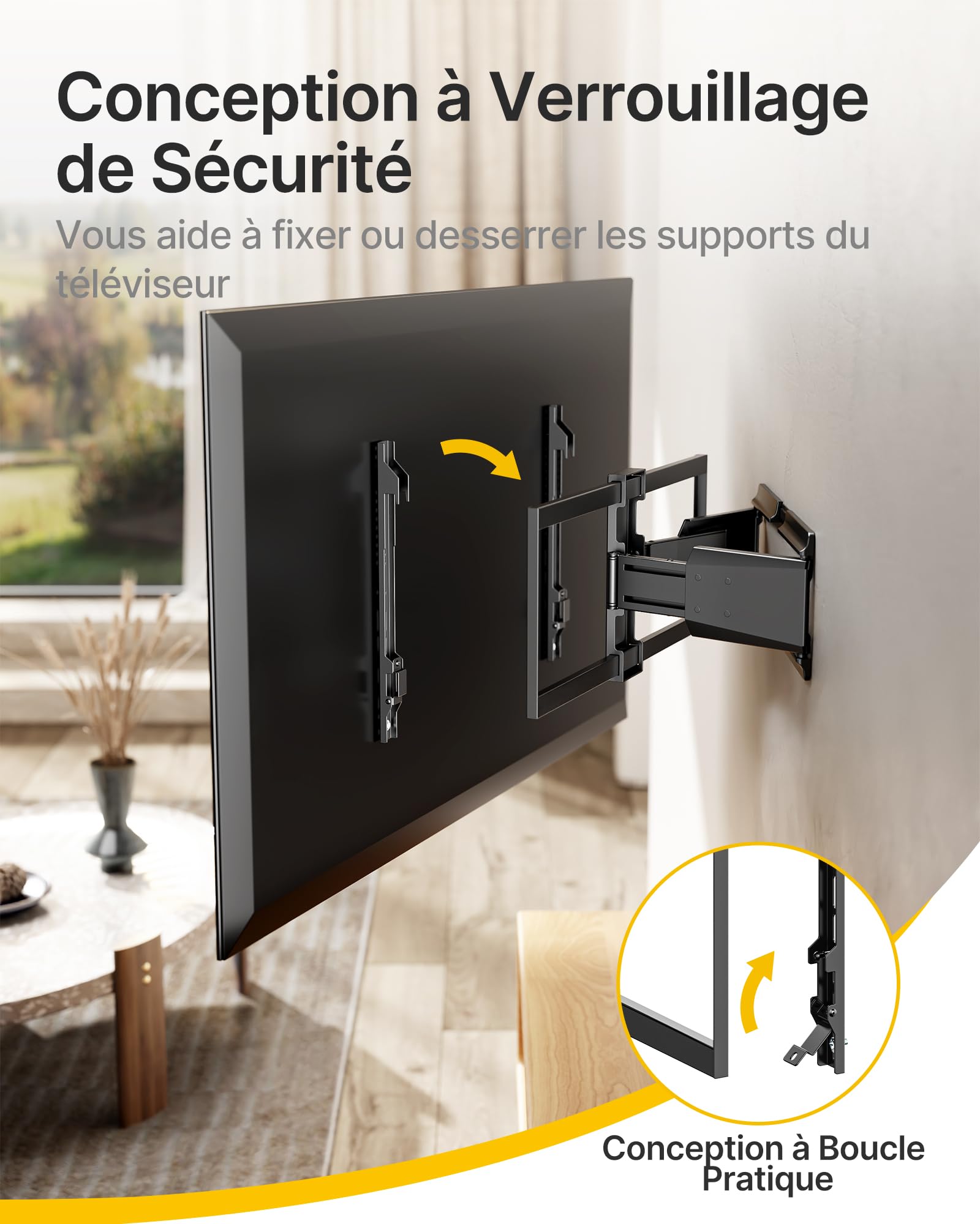 monTEK Support TV Mural Ultra Fin Renforcé 37-90 Pouces