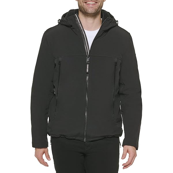 Calvin Klein Mens Winter Coats - Sherpa-lined Hooded Soft Shell Jacket