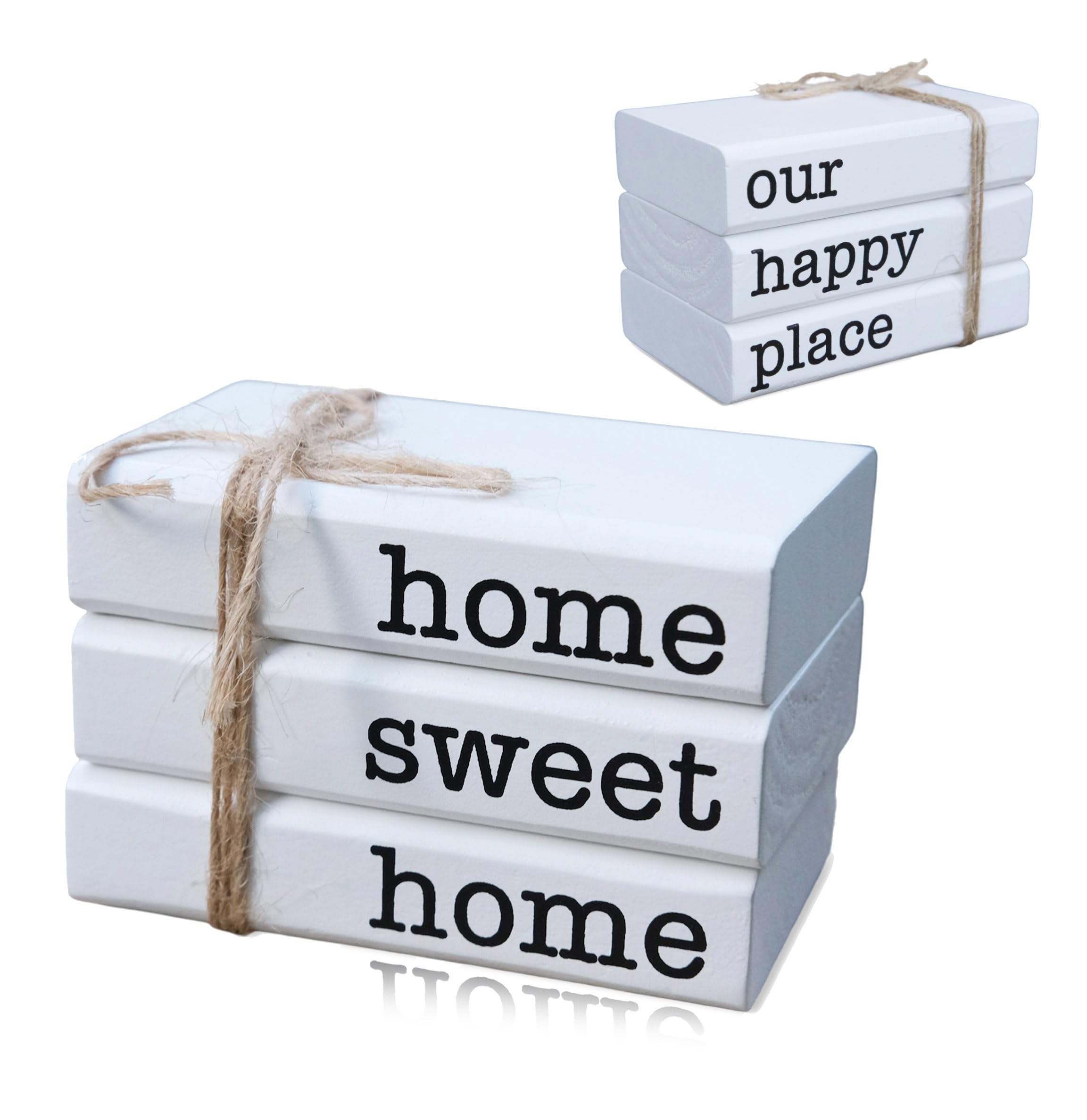 GNIYNAY Farmhouse Mini White Decorative Books for Tiered Tray Decor - Wooden Book Stack Faux Books for Coffee Table Living Room Decoration - Small Shelf Decor Accent