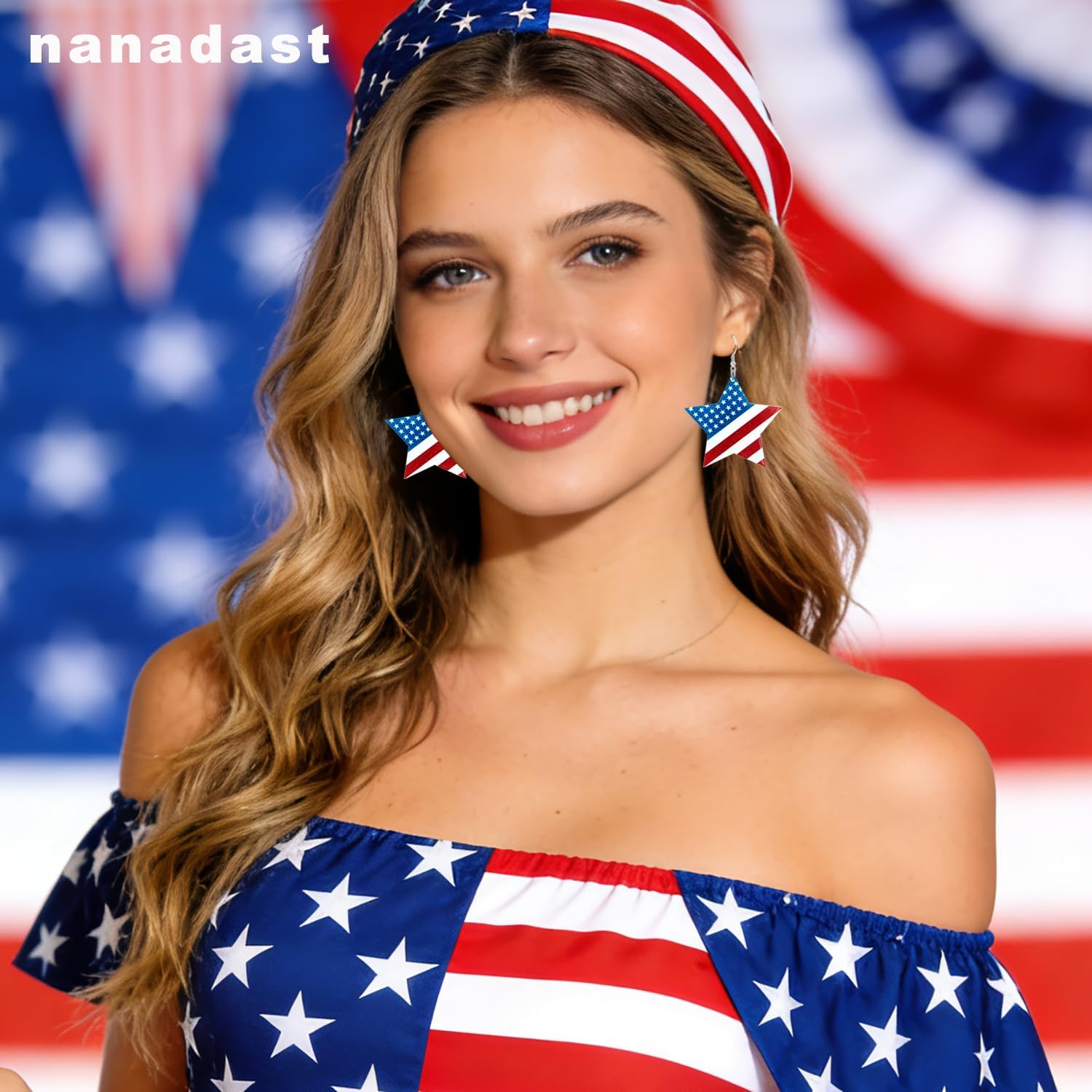 4th of July Earrings for Women - Red White Blue American Flag Earrings, Patriotic Fourth of July Accessories - Image 4