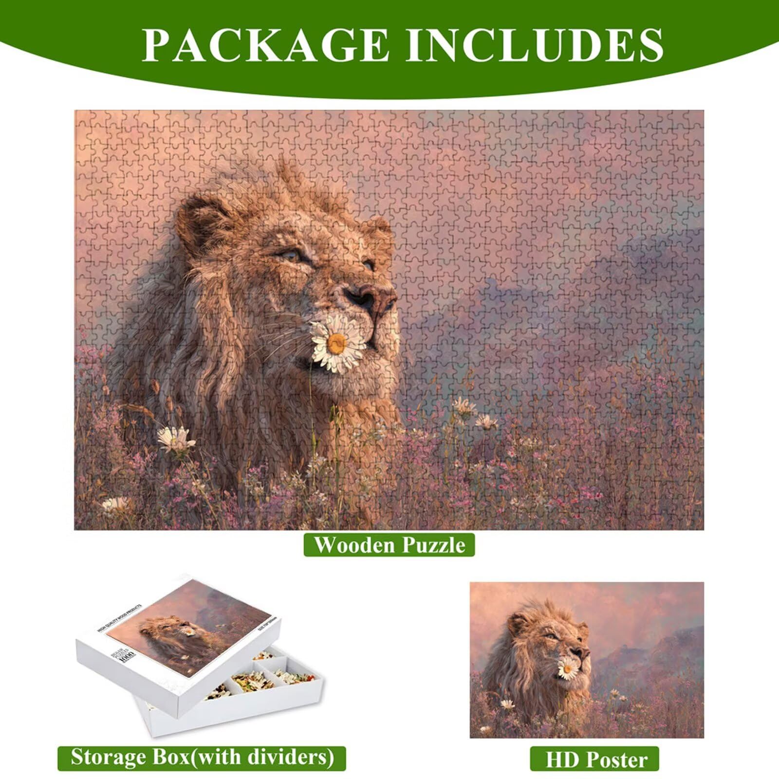 4000 Pezzi Puzzle Adulti - Leone & Margherita - Fabbricazione in Legno Robusto (Forma Classica) - Decorazione Murale con Poster - Prodotto Riservato ad Adulti e 14 Anni in Su (147x105cm) P3#468