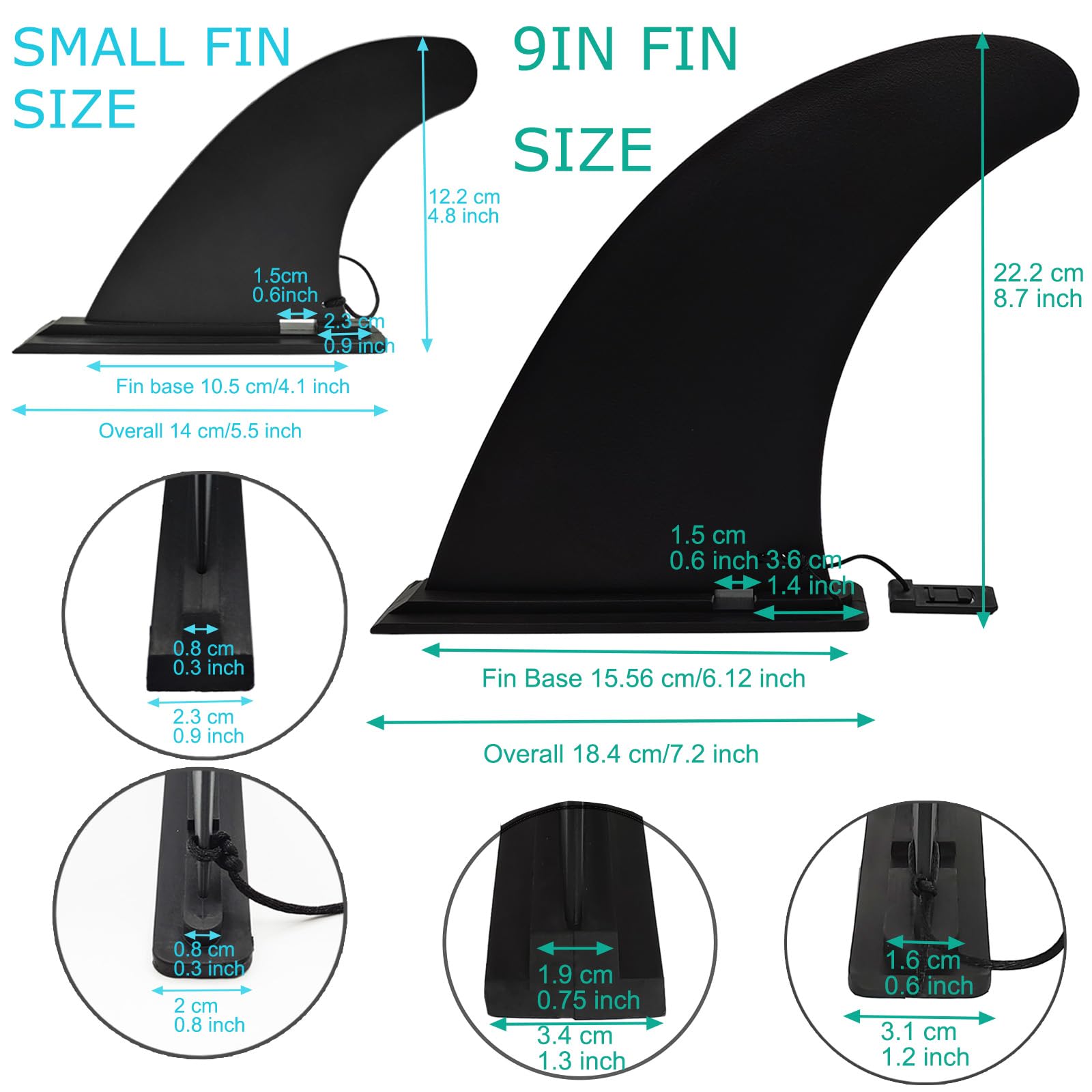 Anfyko Paddle Board Fins Replacement Set of 3 (1P 9