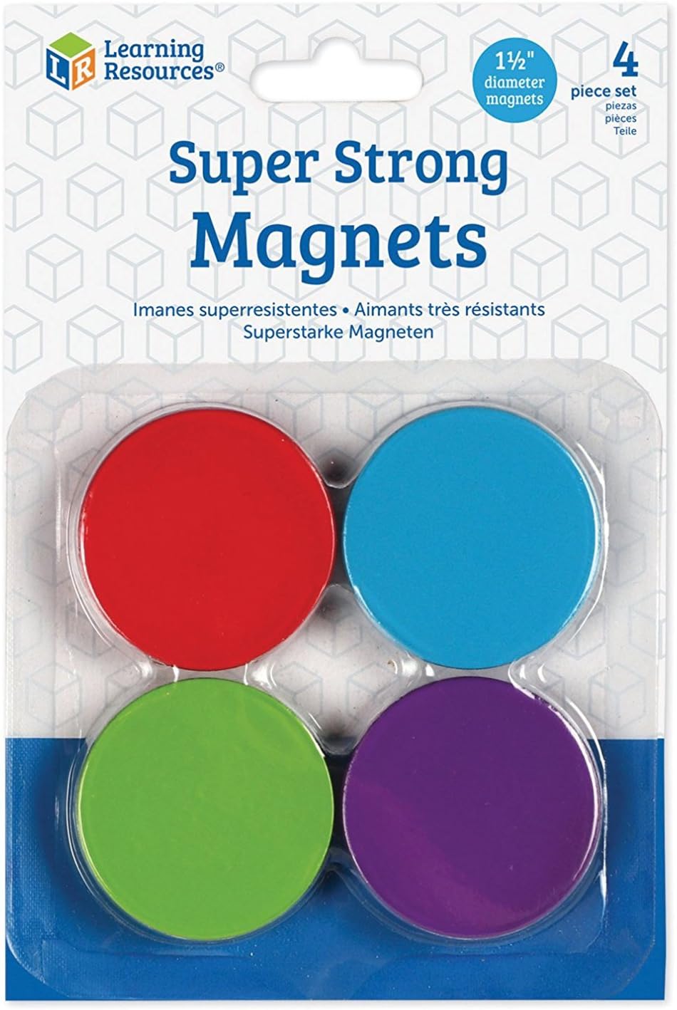 Super Strong Magnets, 4 Vibrant Colored Magnets, Hang on Whiteboards or Refrigerators