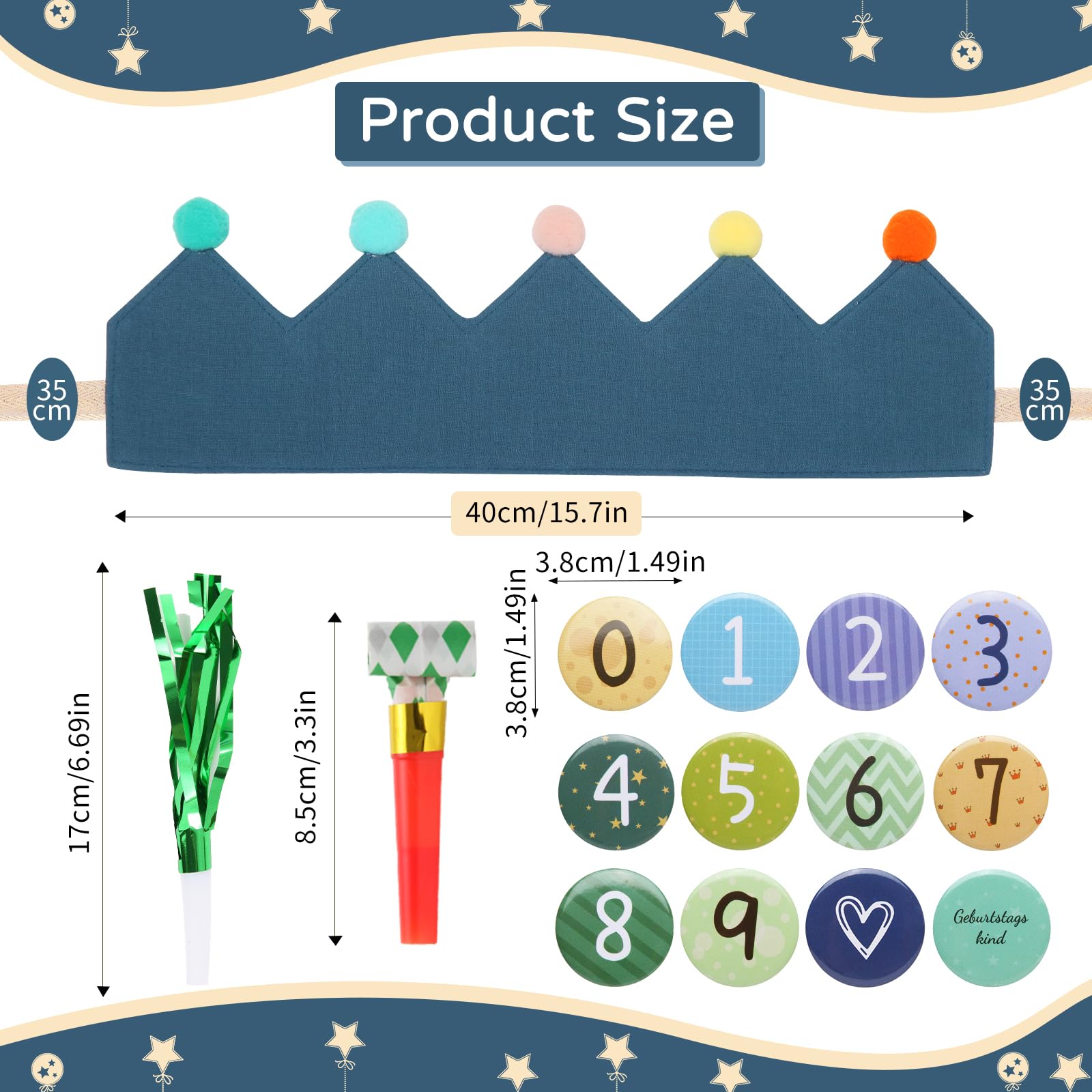 Hyber&Cara Birthday Crown Hat Boy Girl, Birthday Crown with Numbers, Children's Birthday Party Hats, Party Decorations