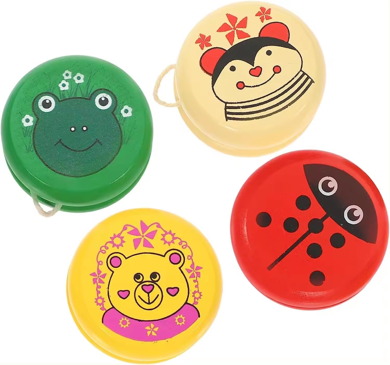 Toys Nagar 1Pcs Wooden Smooth Spin Animal Printed Yo-Yo Toy High Speed Wooden YoYo Ball Game for Boys Girls Kids Return Gift Colorful yo-yo Toys (Multi Color)