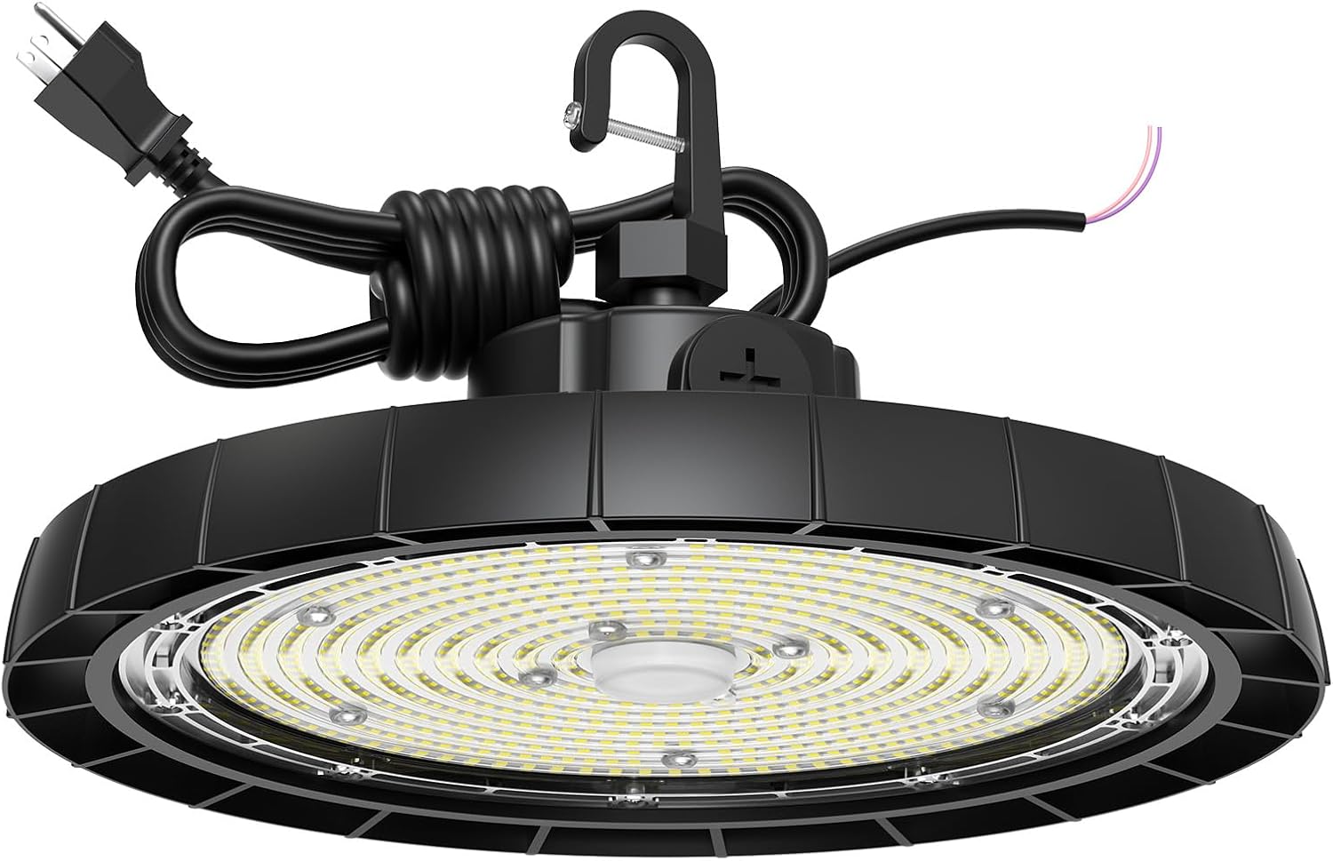 200W UFO LED High Bay Lights - High Bay LED Shop Light 0-10V Dimmable, AC100-277V, 6500K Daylight, 26,000LM, 5Ft Cable, Plug and Play Commercial Lighting for Warehouse Factory Barn