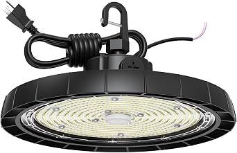 200W Adjustable LED High Bay Light - 100W/150W/200W Selectable, 0-10V Dimmable, 130LM/W Super Bright, 6500K Daylight - IP65 Waterproof for Garage, Workshop, Warehouse US Plug 1 Pack