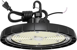 200W Adjustable LED High Bay Light - 100W/150W/200W Selectable, 0-10V Dimmable, 130LM/W Super Bright, 6500K Daylight - IP65 Waterproof for Garage, Workshop, Warehouse (US Plug) 1 Pack