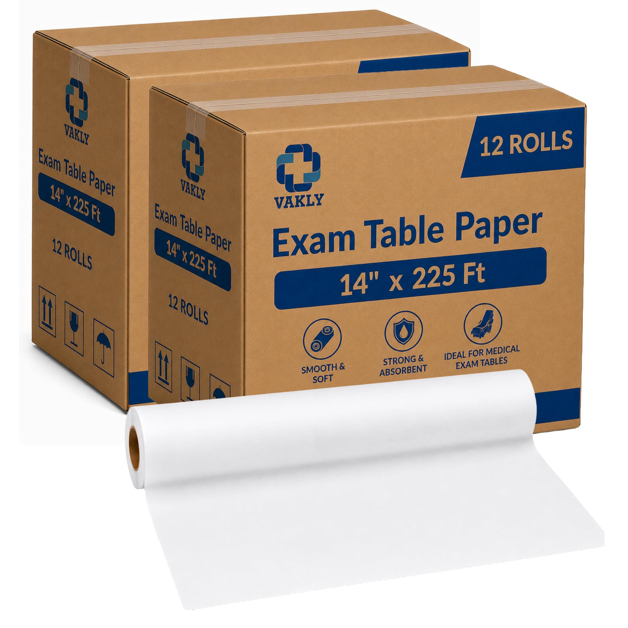 Vakly Exam Table Paper Roll 14 in x 225 ft Smooth, Disposable, 24 Rolls