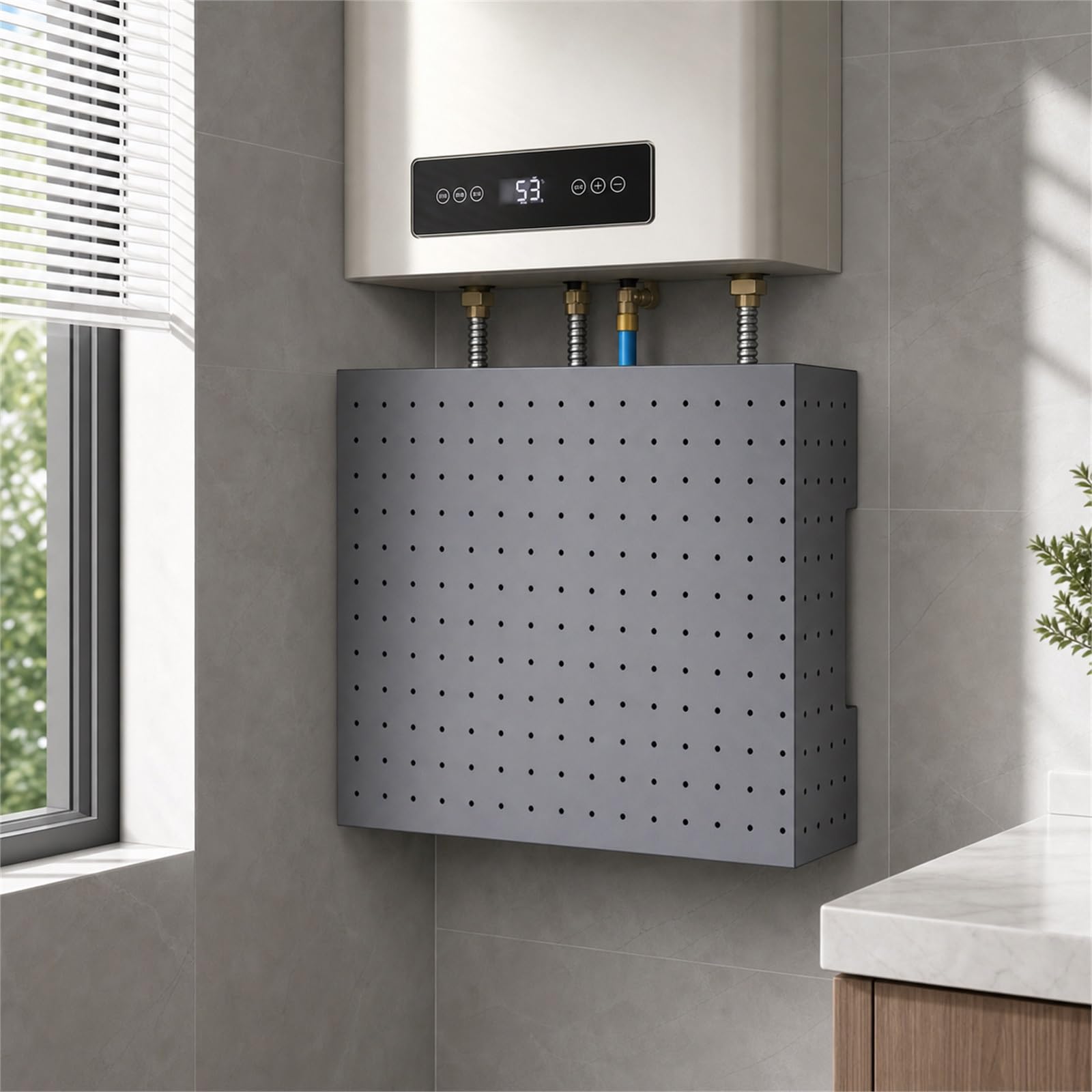 Cubierta Protectora De TuberíA De Calentador De Agua A Gas,Cubierta De TuberíA De Calentador De Agua A Gas,Panel Perforado para Pared Cubre TuberíAs De Gas para Calentador