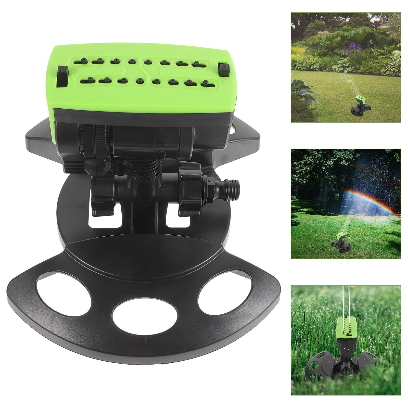 Toyvian Aspersor de Césped Oscilante Automático 16 Orificios de Plástico para Jardín, Área de Riego Ampliada y Ángulo de Pulverización Ajustable Adecuado para Mantenimiento de Césped