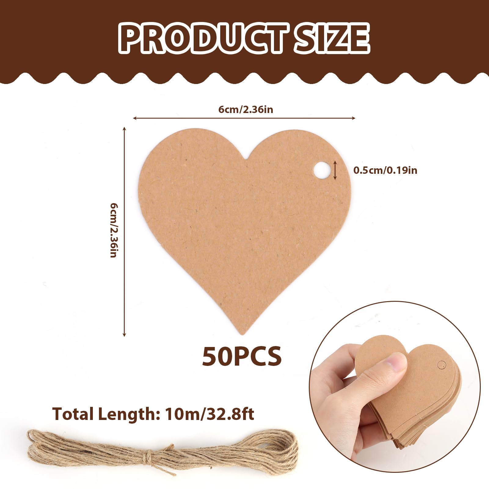 Bigliettini Bomboniere,50pcs Etichetta in Carta Kraft a Forma di Cuore e Spago da 10 M per l'Uso Come Souvenir di Nozze, Confezionamento di Regali, Realizzazione di Oggetti Artigianali ecc. (A:Giallo)