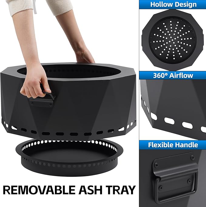 Brasero Sin Humo Permade 20 Pulgadas de Metal Negro - Portátil con Bolsa de Transporte miniatura 4