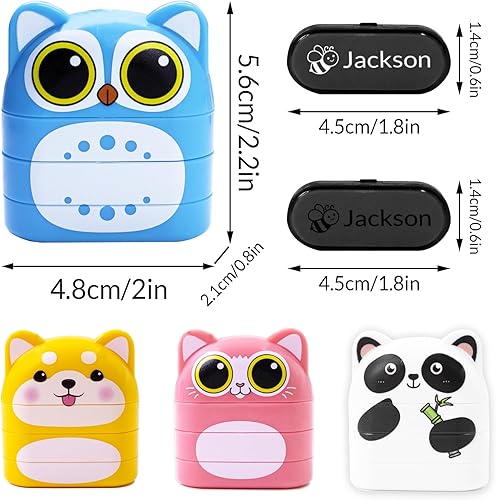 Miniatura 5 de Sello con nombre personalizado para ropa de niños, impermeable, sellos autoentintados (blanco + tinta negra) para guardería, campamento, ropa de