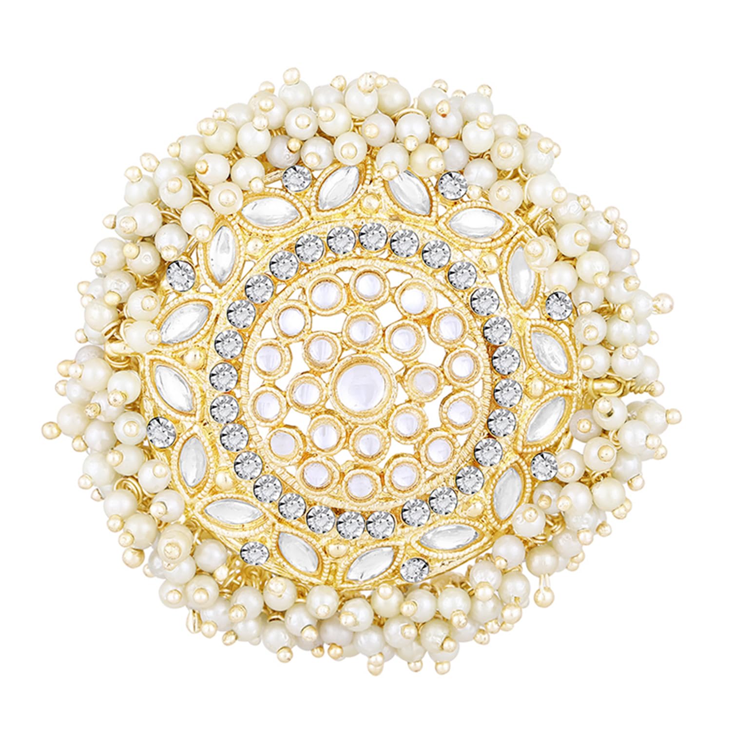 Peora Gold Plated Kundan & Beads Studded Round Hair Bun Pin Fashion Head Accessories for Women & Girls (1 Pc) (B0C8V2Q81B) Amazon Price History, Amazon Price Tracker