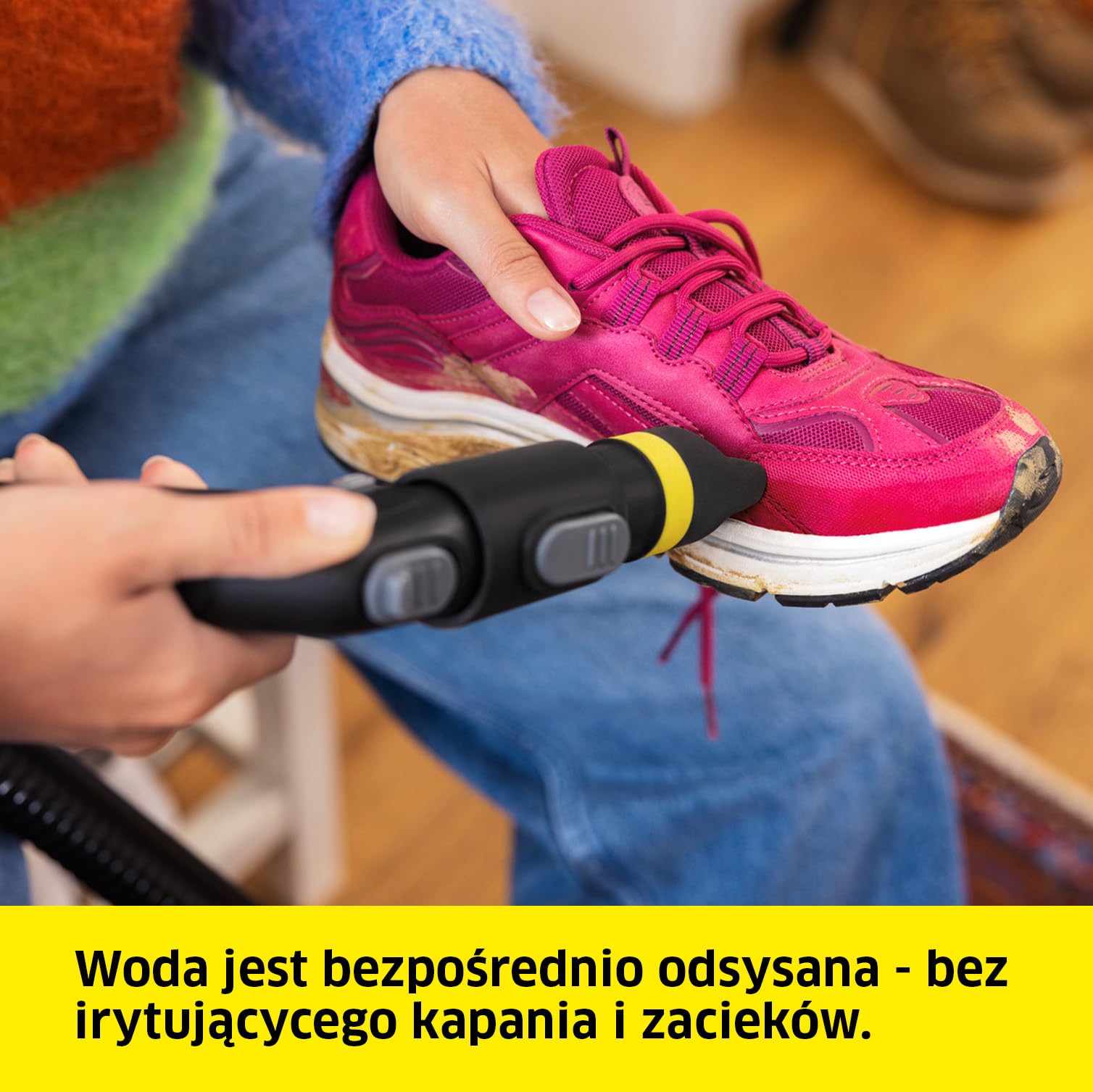Kärcher Shoe!Cleaner SE 3 Compact, SE 4, 5, 6, oryginalne akcesorium do odkurzaczy piorących Kärcher, czyszczenie obuwia sportowego i codziennego użytku, bez kapania, miękkie włosie, funkcja płukania