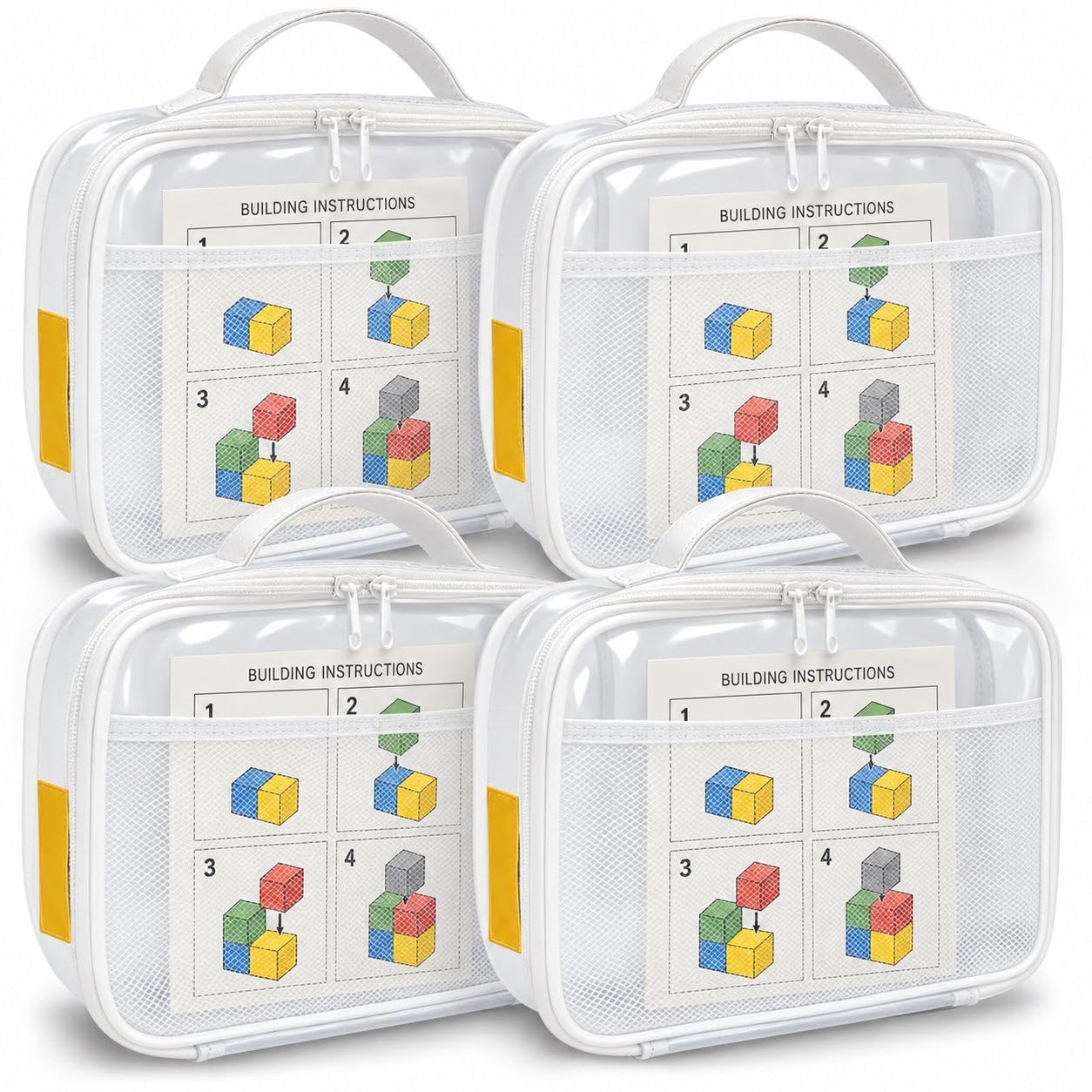 Toy Storage Organizer Clear 4 Pack Building Bricks Blocks Bag with Zipper