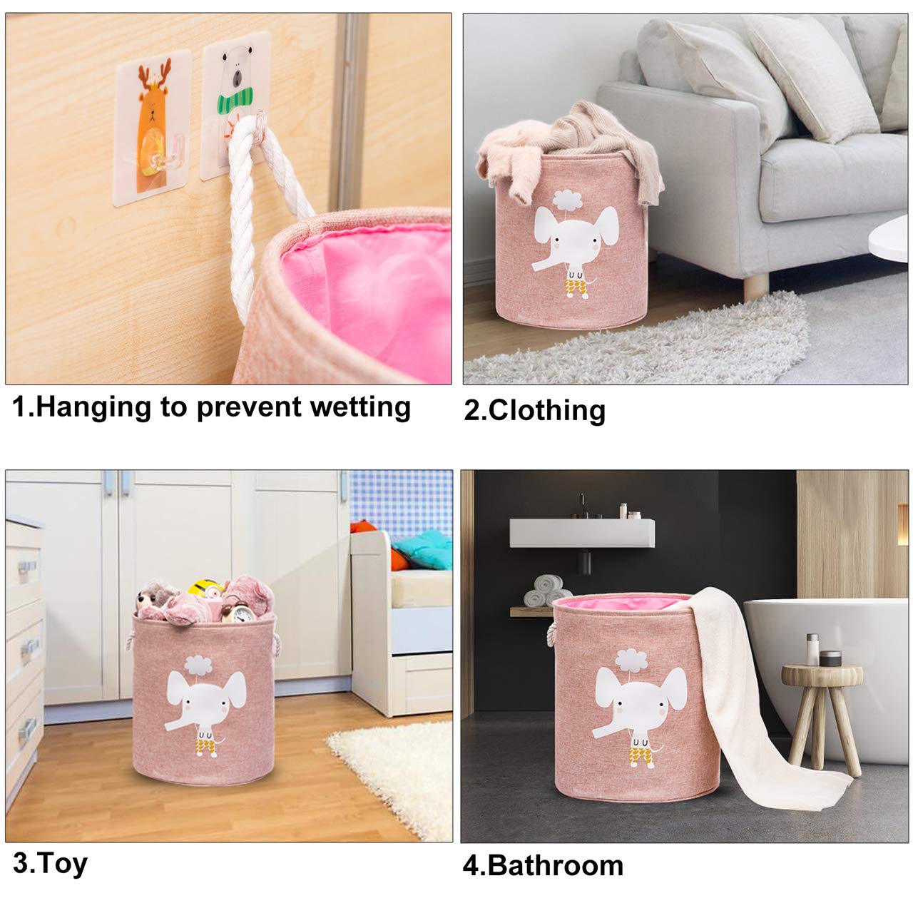 Grand Panier à Linge Repliable de 55cm, Paniers de Rangement pour les Enfants, Vêtements, Décoration de la Chambre. Jolis Paniers à Linge Animaux Étanches à la Poussière pour le Lavage