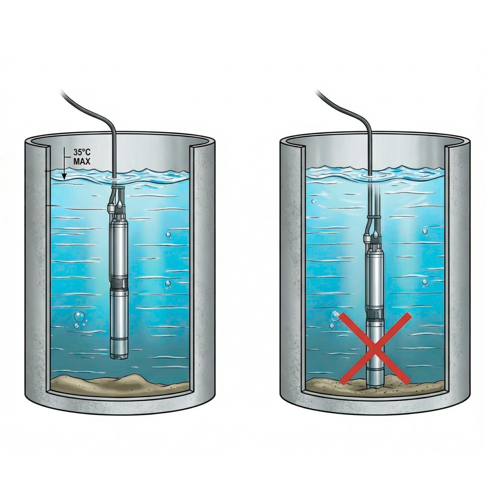 Tiefbrunnenpumpe 3 Zoll 550 Watt 2780 l/h 6,1 Bar Druck 20m Kabel Brunnenpumpe 5% sandverträglich