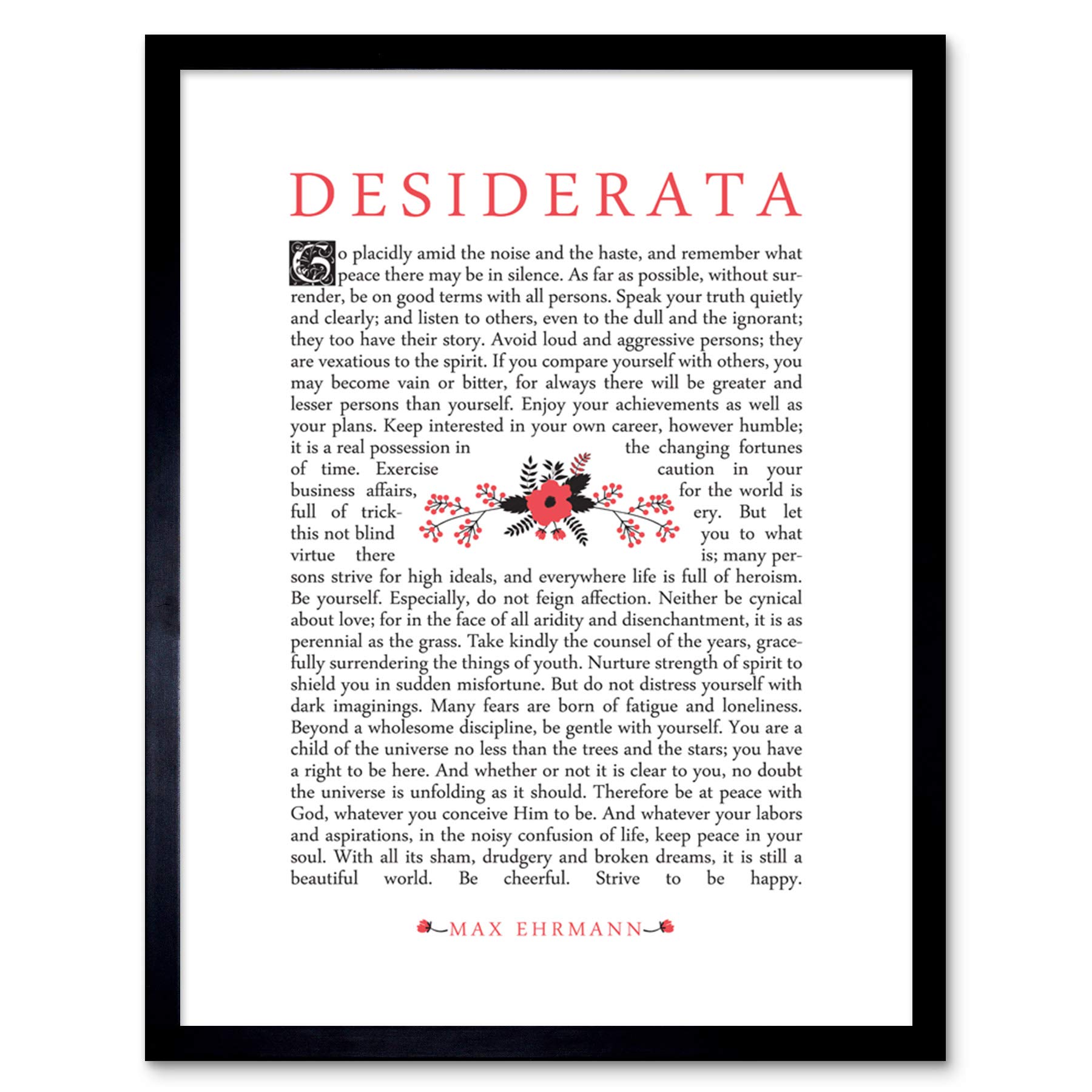 Wee Blue Coo Desiderata Poem Framed Art Print - 12x16" - White