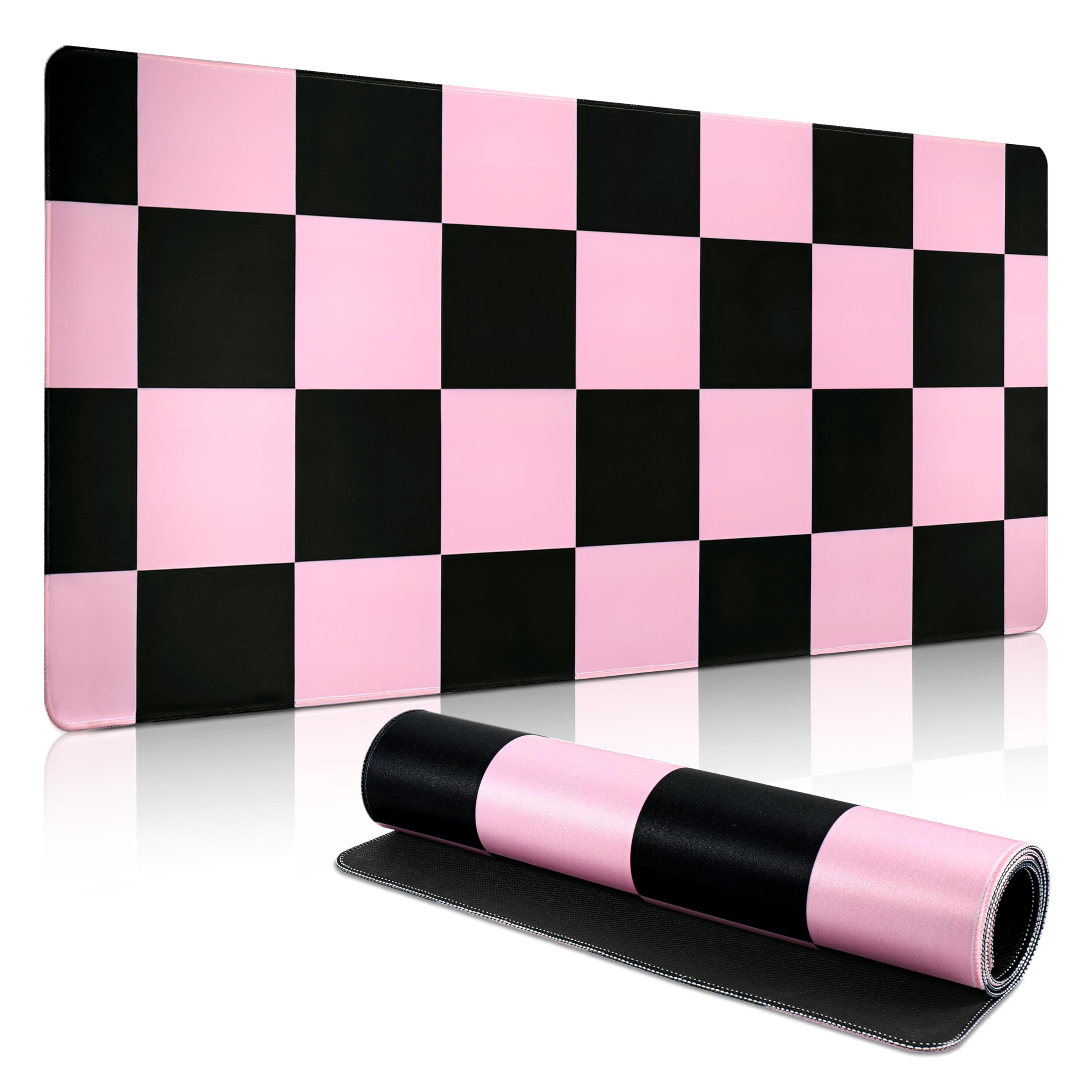 Yimomoyi Mauspad 900 x 400mm - Mousepad XXL - rutschfeste Mauspad groß - verbessert die Präzision und Geschwindigkeit, Rosa und Schwarz