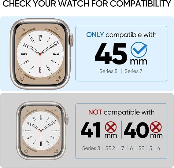 ArmorSuit 2 Pack Case Designed for Apple Watch Series 8 / Series 7 (45mm) Slim Case w/Built-in Tempered Glass Screen Protector - Black + Clear
