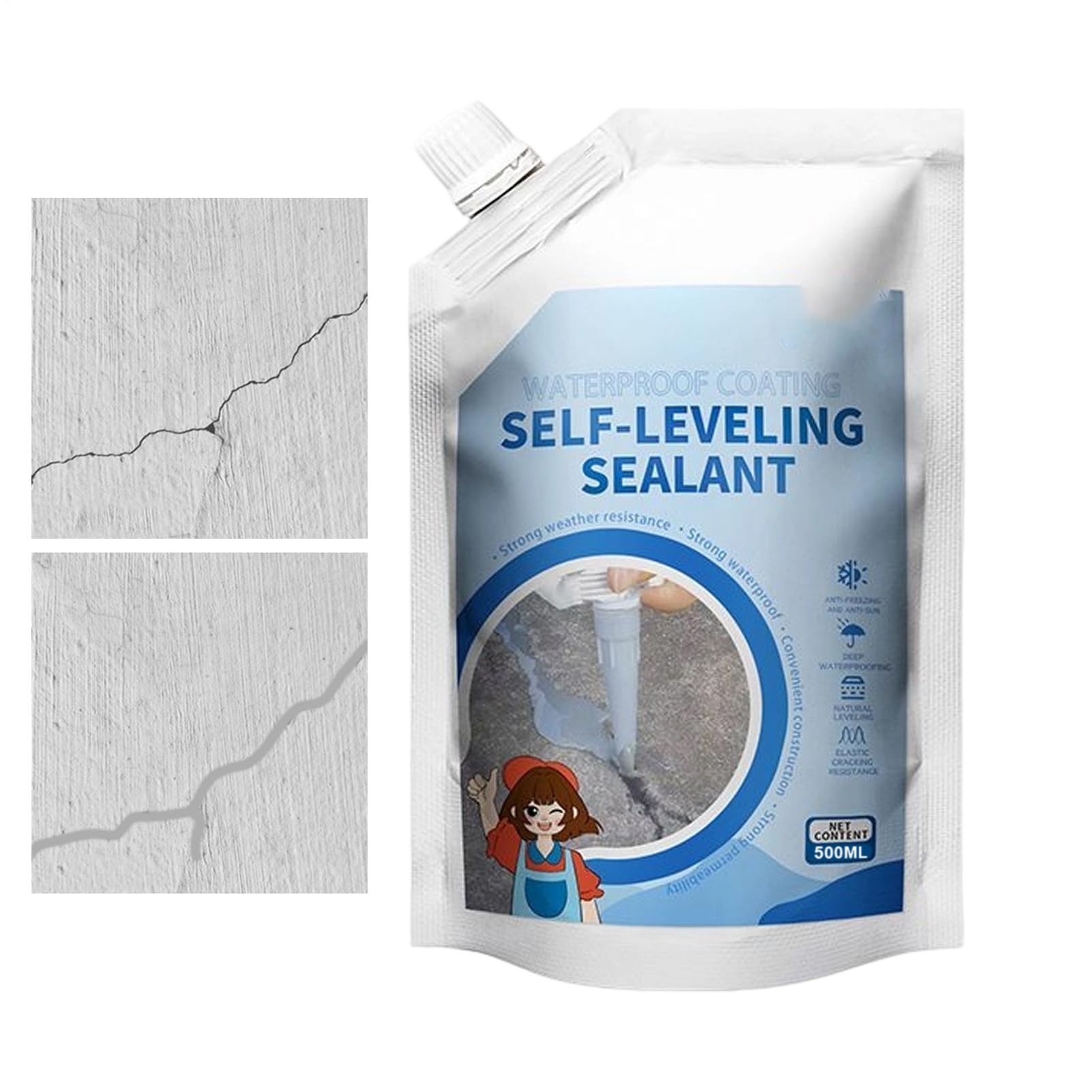 Sellante Autonivelante | 400ml Sellador Elástico Impermeable para Asfalto y Pavimento | Sellador Para Nivelación De Lechada Y Calafateo,Para Asfalto Suelos Paredes