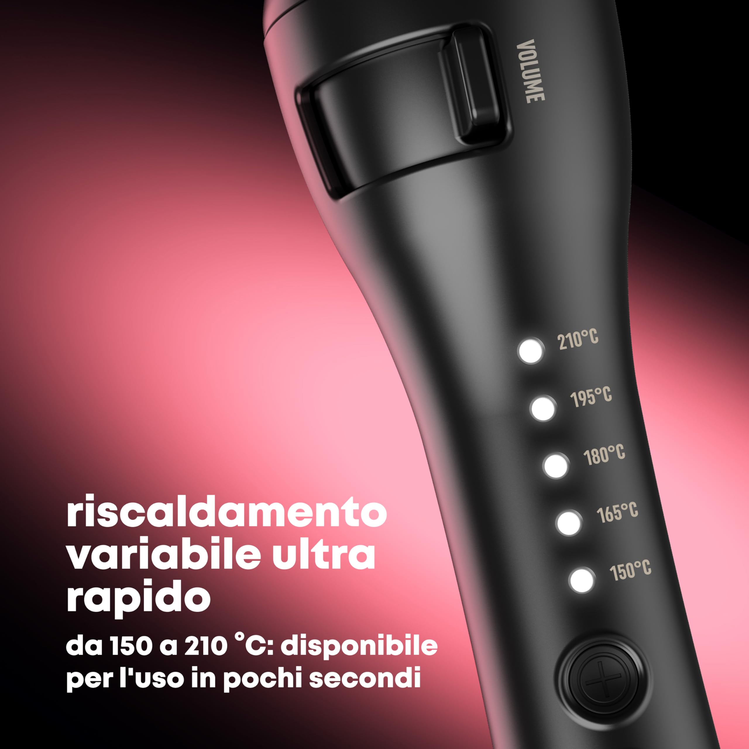 REVAMP Spazzola Volume & Onde Ceramica - Spazzola Styling- Cilindro Tondo da 32 mm, Ionica, Oli Progloss, Volume Duraturo -Riscaldamento Rapido, Setole Retrattili Fredde, Styling Senza Grovigli