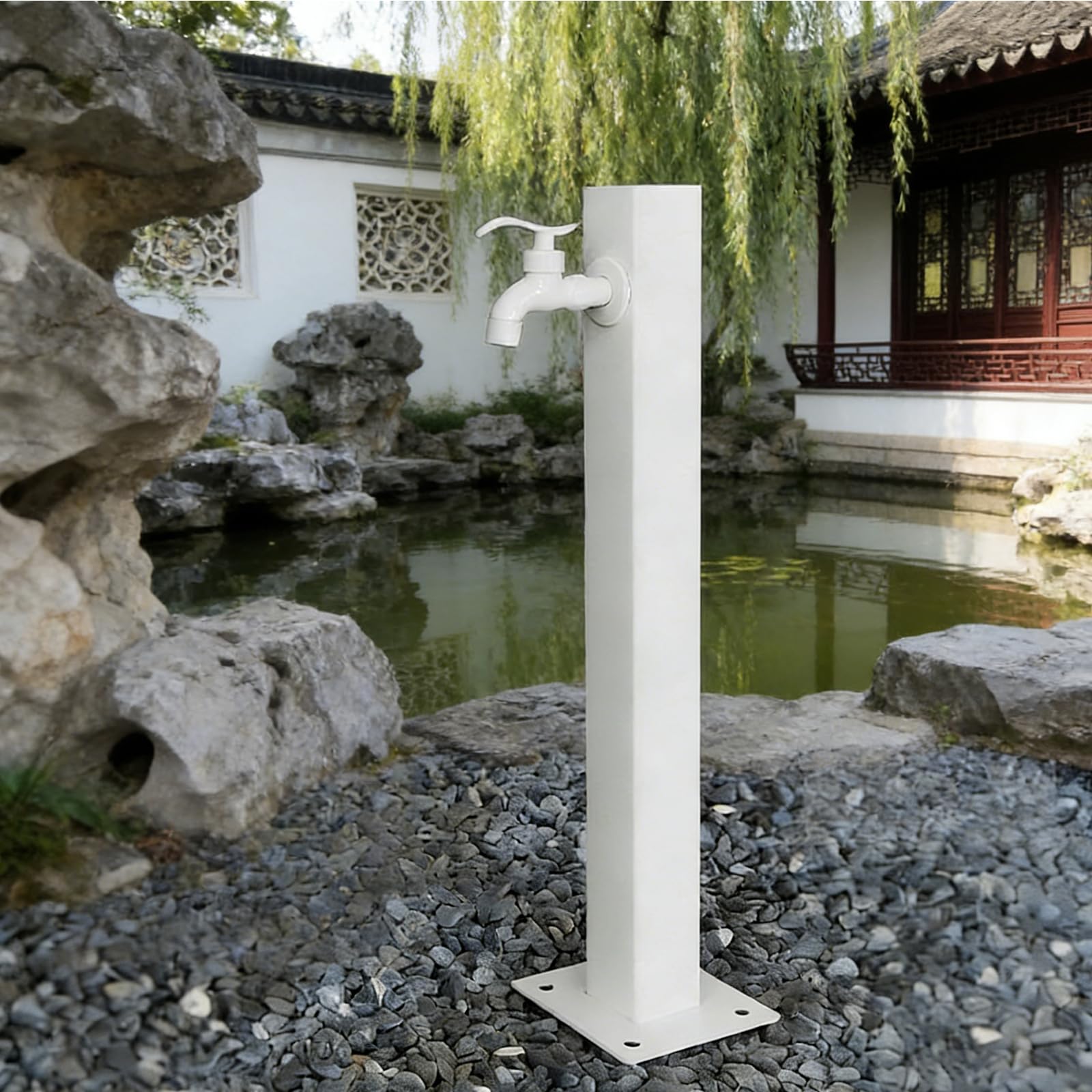 Freestanding Garden Water Column with Faucet, Freeze Proof Outdoor Water Spigot Irrigation Post, Floor Mount Water Tap Yard Hydrant Frost Proof Water Feature Fountain, for Irrigation an Single-Outlet