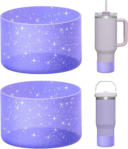 WUQID Paquete de 2 botas de silicona brillantes para Stanley Quencher H2.0 y IceFlow Flip de 20 onzas, 30 onzas, 40 onzas, reduce abolladuras