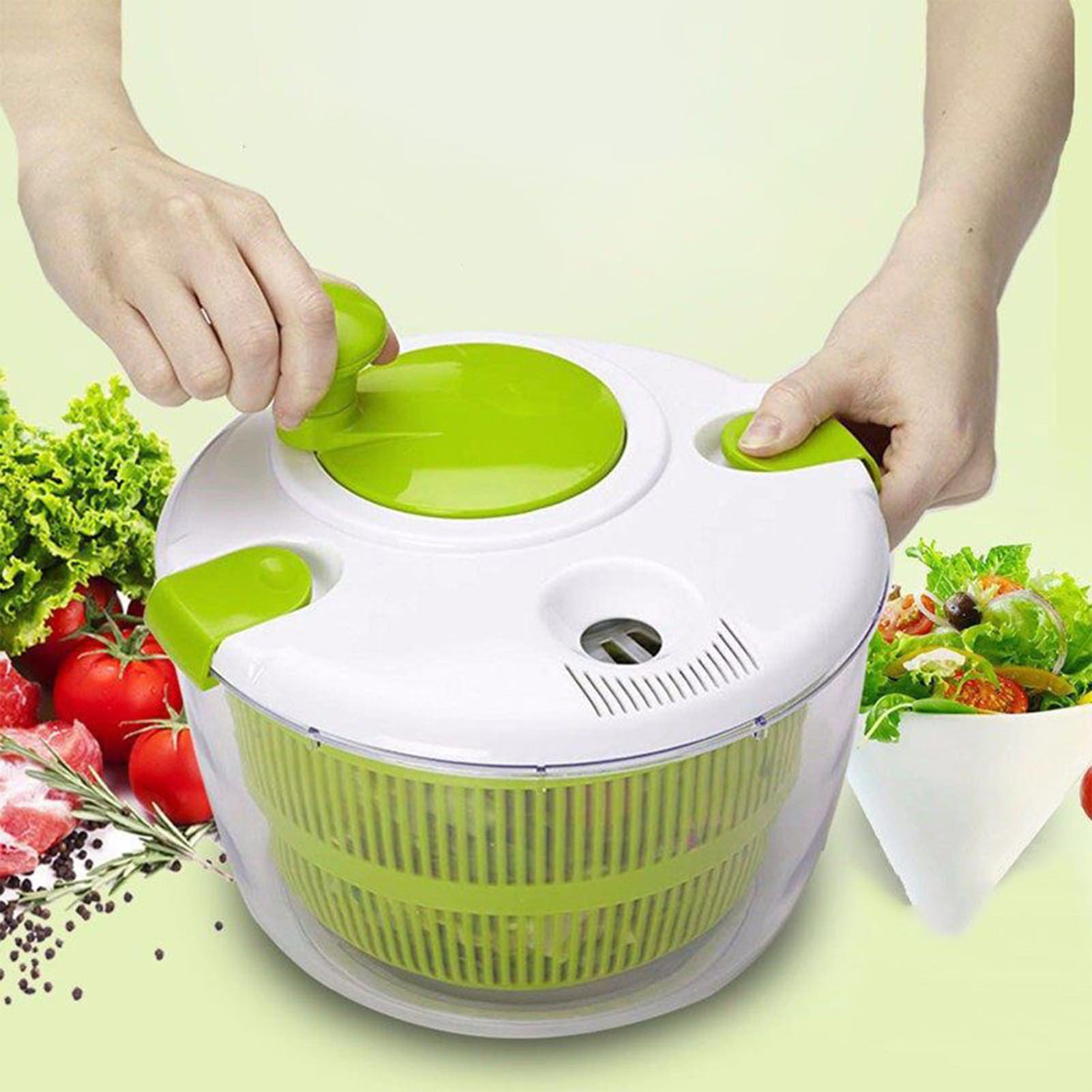 Salatschleuder Obst Gemüsewaschmaschine mit Deckel,Abnehmbarer Abtropfkorb
