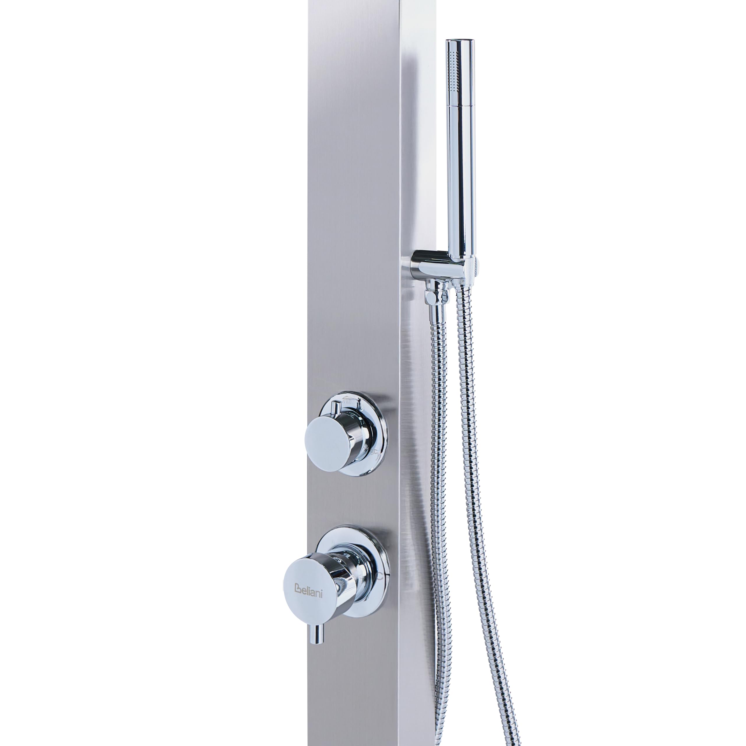 Beliani Set Doccia Miscelatore da Giardino per Esterni Moderno in Acciaio Inox e ABS Color Argento