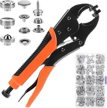 Heavy Duty Snap Fastener Tool kit - Adjustable Snap Setter Tool with 60-Set 15mm Snaps,Snap Button Installation Tool Kit for Replacing Boat Covers Metal Snaps, Canvas, Sewing, Tarps
