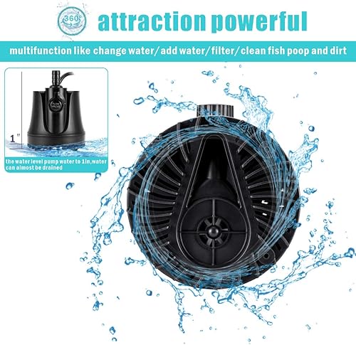 Miniatura 7 de AQQA Bomba sumergible, bomba de agua de fuente ultra silenciosa, entrada inferior potente de 360 con alta elevación, tasa de flujo ajustable, 2
