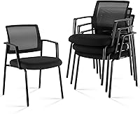 Sweetcrispy 4-Pack Mesh Back Stacking Arm Chairs, Breathable Comfort, Sturdy Metal 275lb, Black - Office, Home, Party, Indoor Outdoor