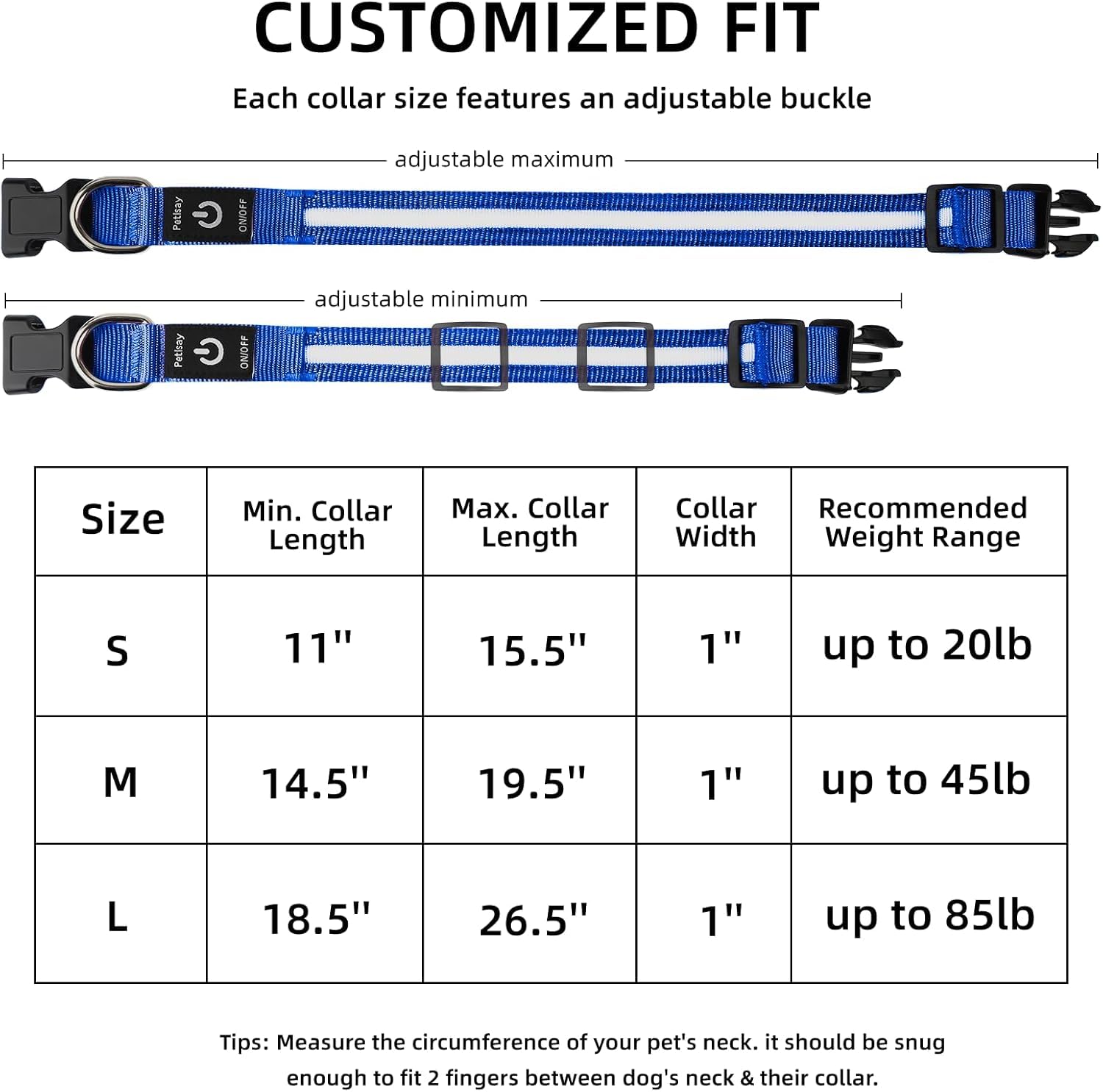 Light up Dog Collar, High Visibility & Durable Nylon Material - Image 3