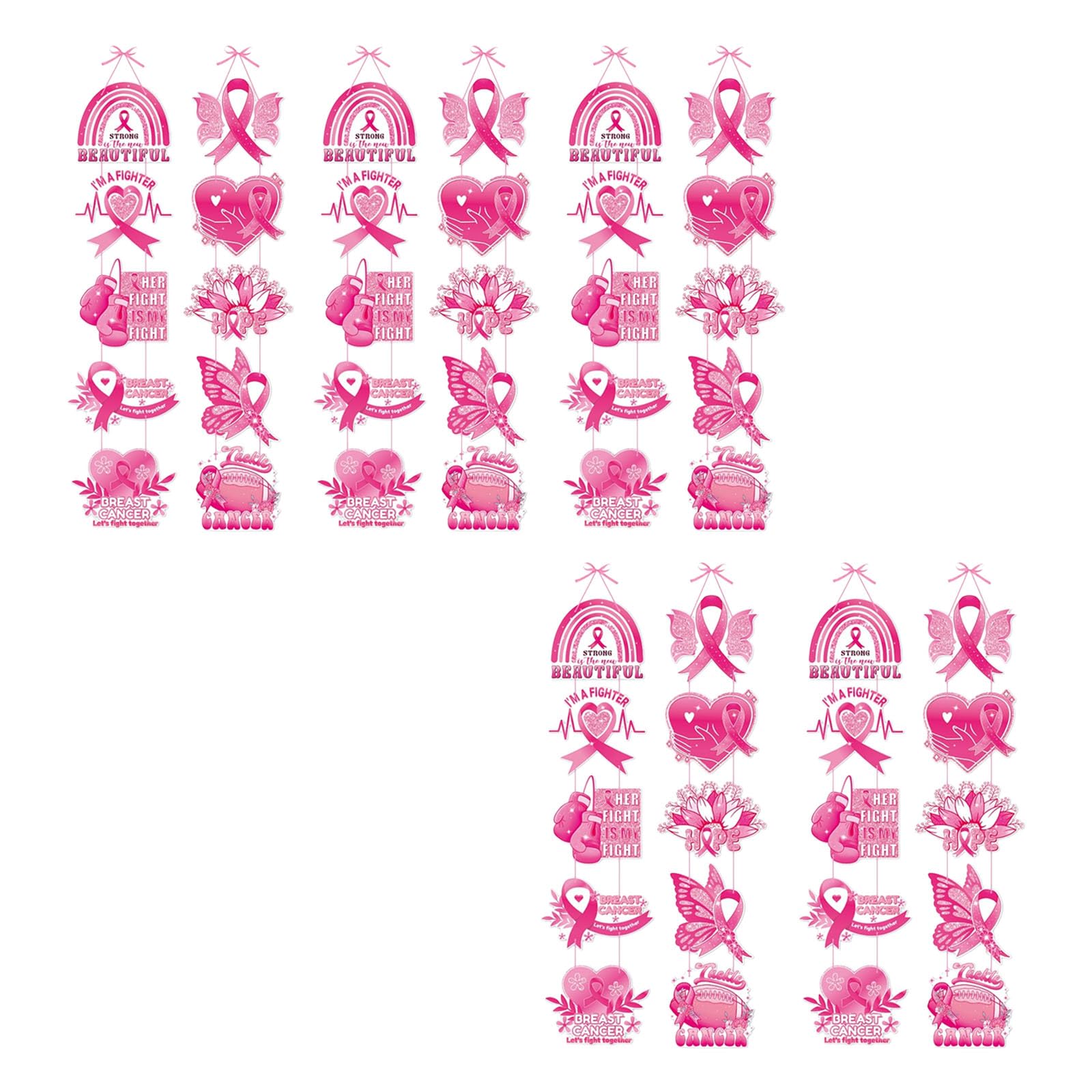 Qusinfc 1Pair / 2Pairs / 3Pairs / 5Pairs Breast Cancers Paper Decorations with Ready to Hanging Ribbons for Hospitals Women Health Party Supplies