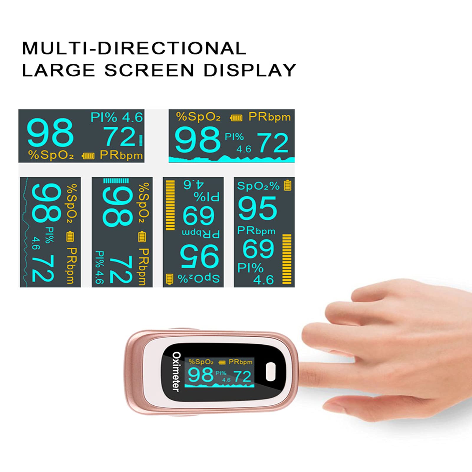 Pulsossimetro Da Dito, Monitor Della Saturazione Di Ossigeno Per Adulti E Bambini, Ossimetro Da Dito Con Monitor Di Ossigeno Nel Sangue Per Frequenza Cardiaca E Livello Di SpO2 Con Display OLED