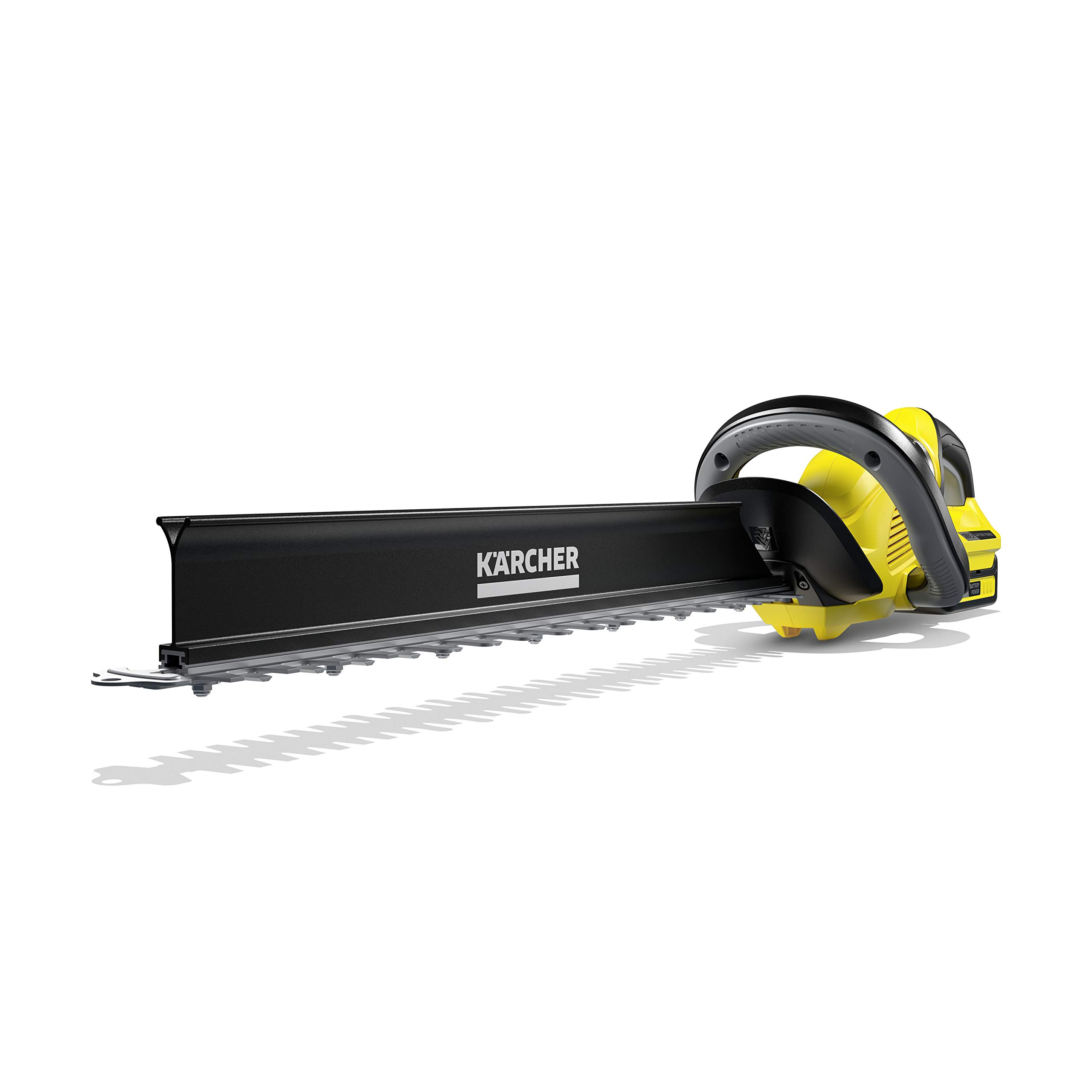Kärcher Bezprzewodowa nożyczka do żywopłotu 18 V HGE 18-50 Bateria 18 V/2,5 Ah i szybka ładowarka Długość cięcia 50 cm diamentowe ostrze uchwyt obrotowy zamiatarka tnąca Moc 325 m