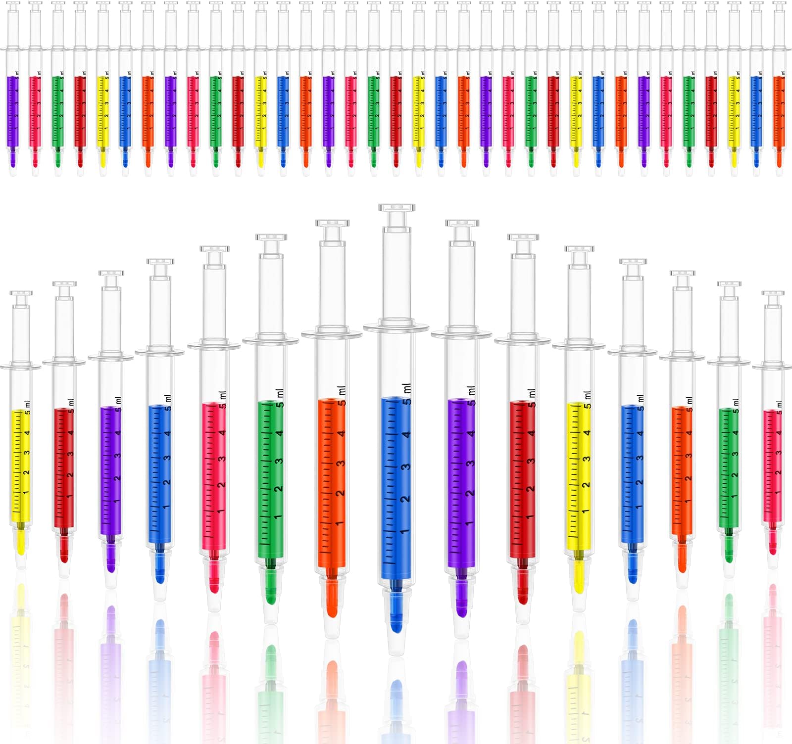 50 Pcs Syringe Highlighter Pens Bulk Multi Colors